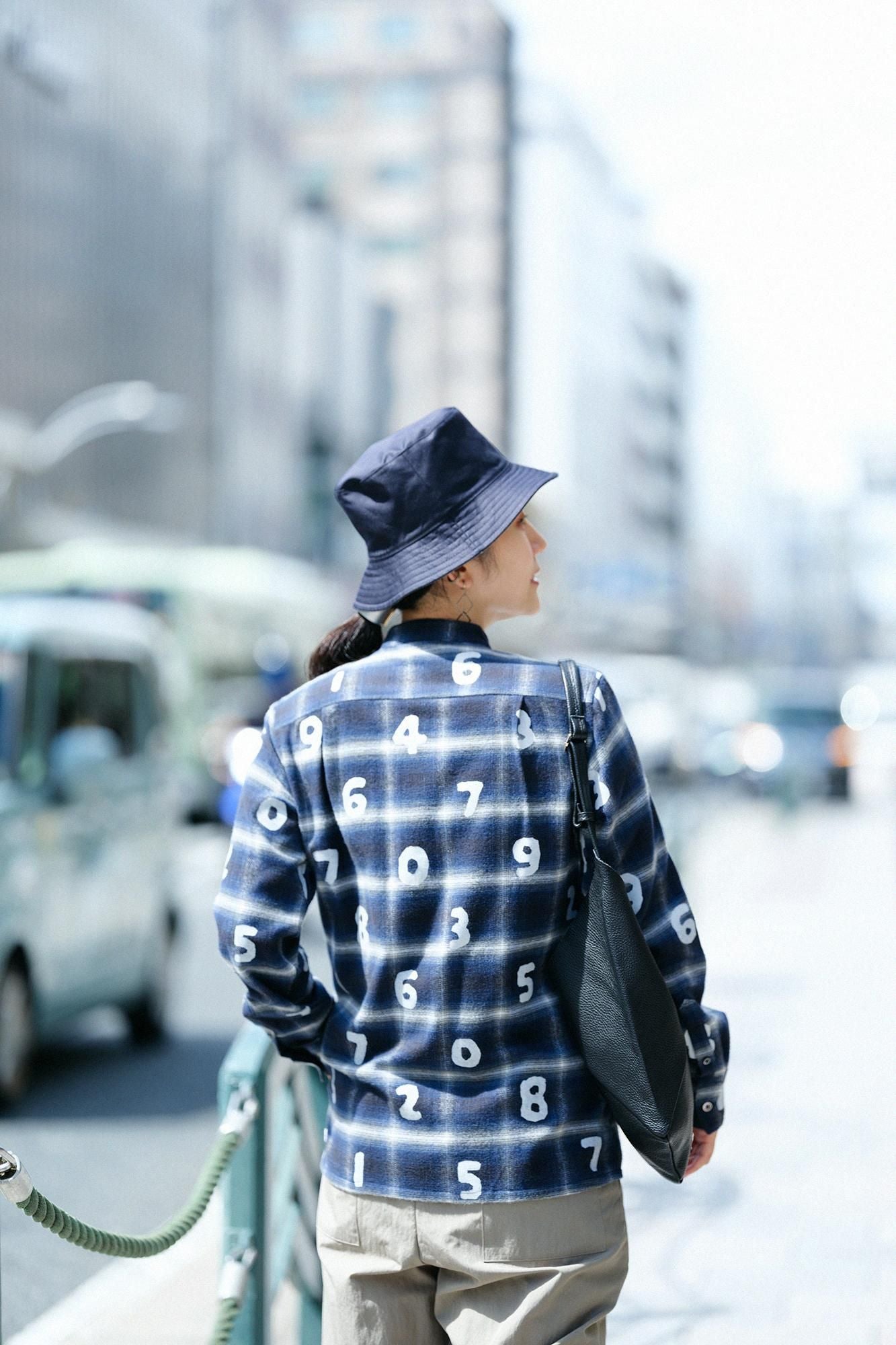 法蘭絨格子 立領襯衫 SP/SO-SU-U十數 深藍