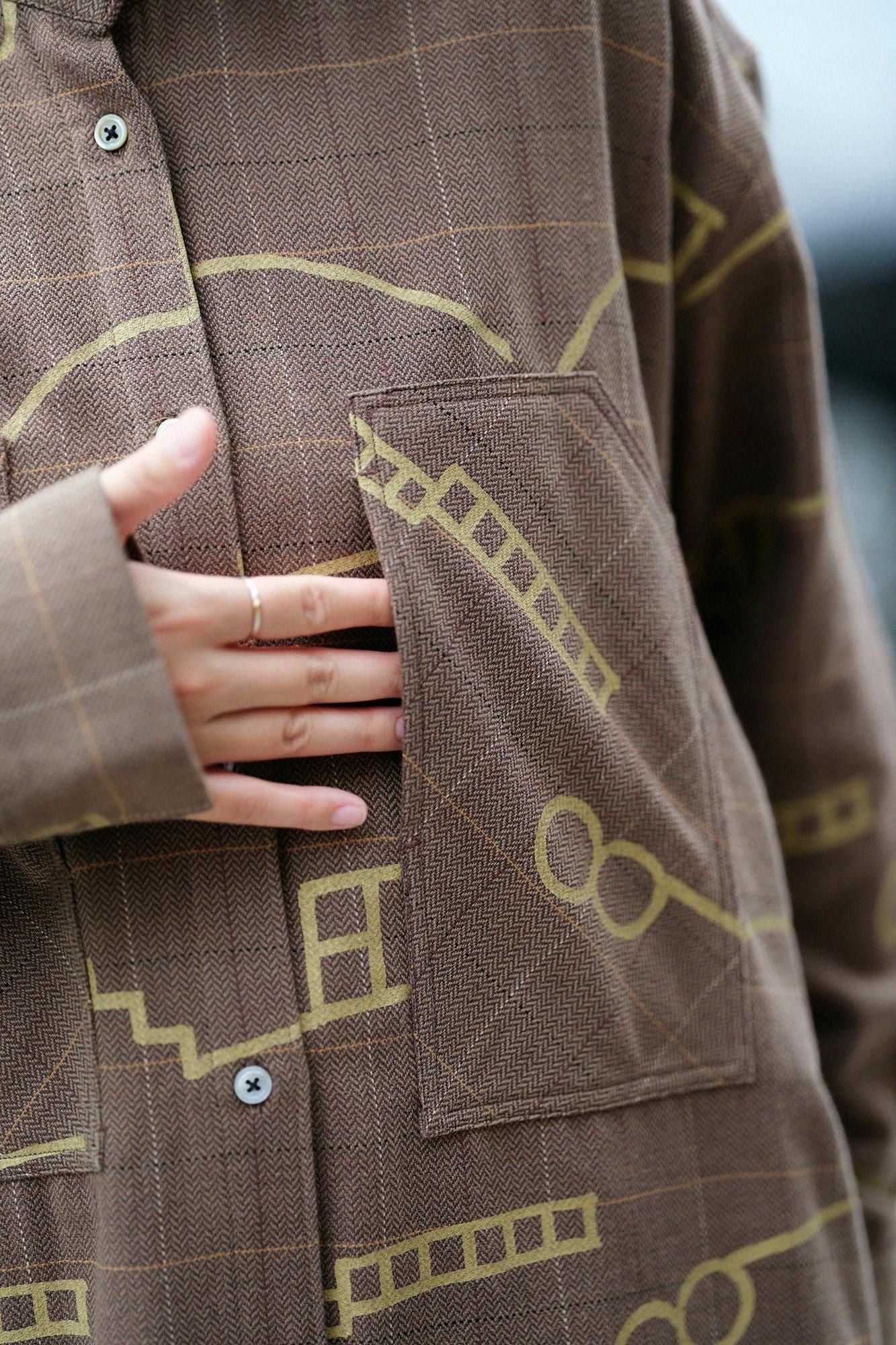 헤링본 체크 W.P.그란 셔츠 원피스／챠리