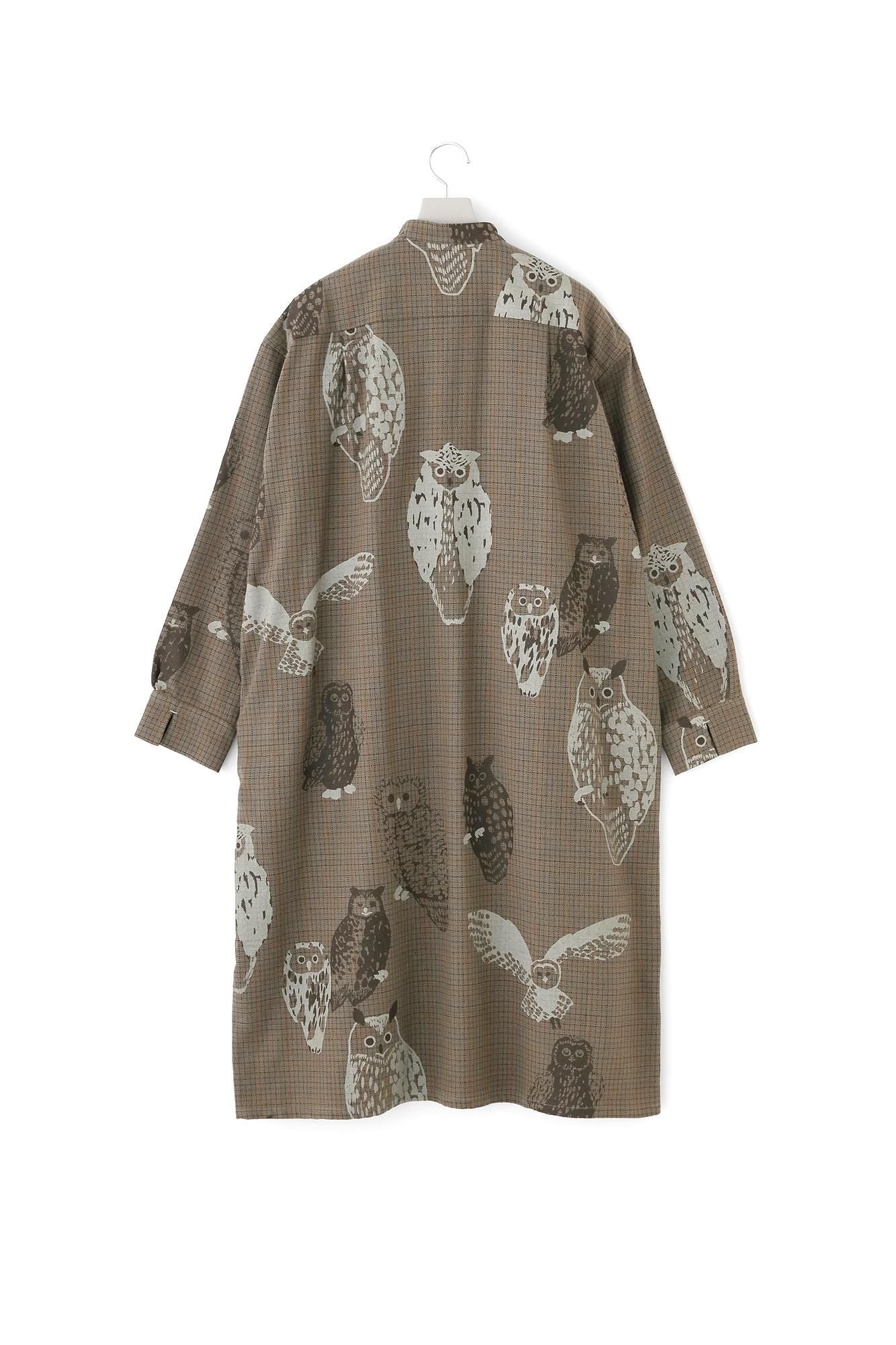 Fischgrätenmuster W.P. Großes Hemdblusenkleid/Eule