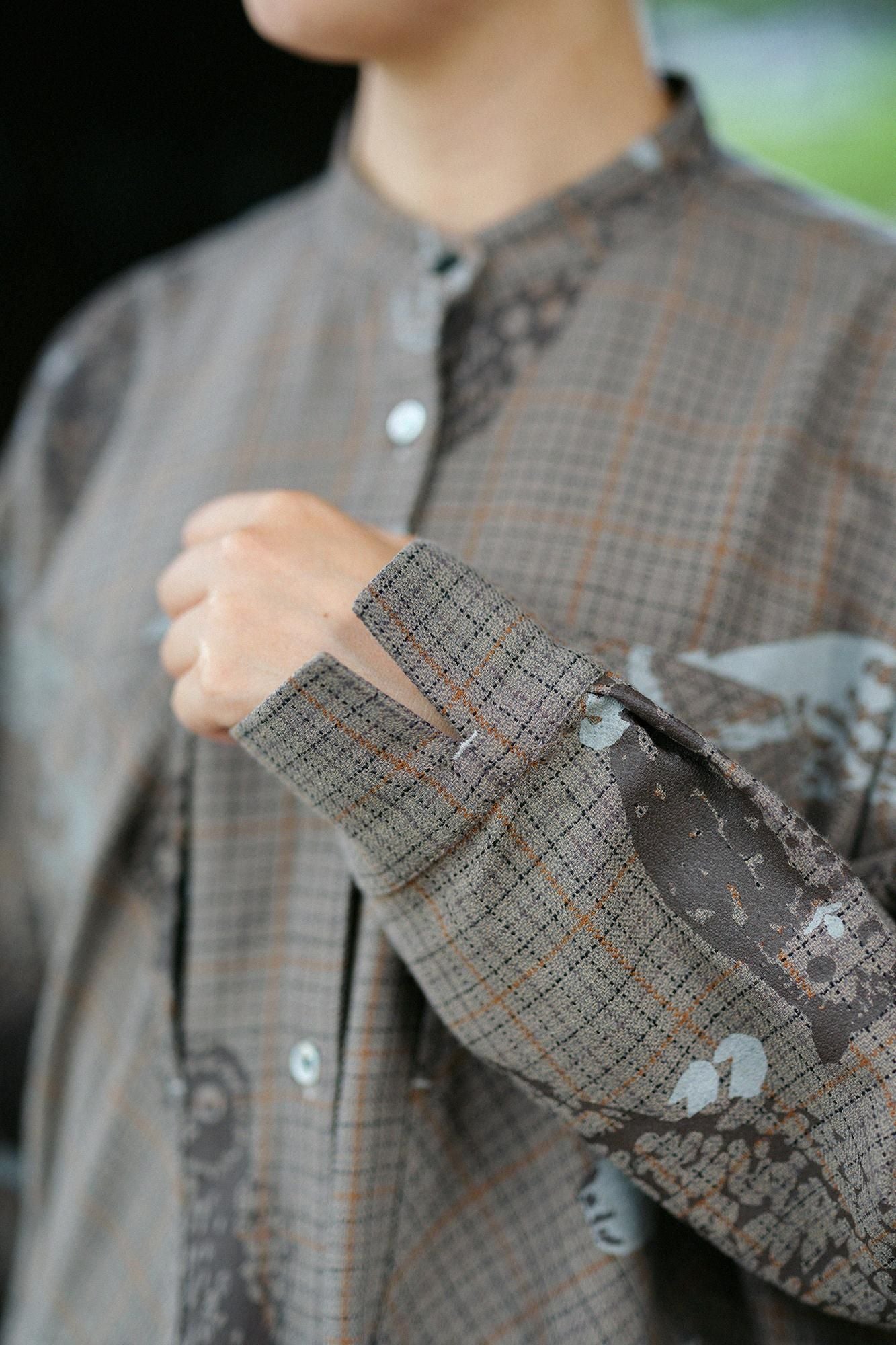 Fischgrätenmuster W.P. Großes Hemdblusenkleid/Eule