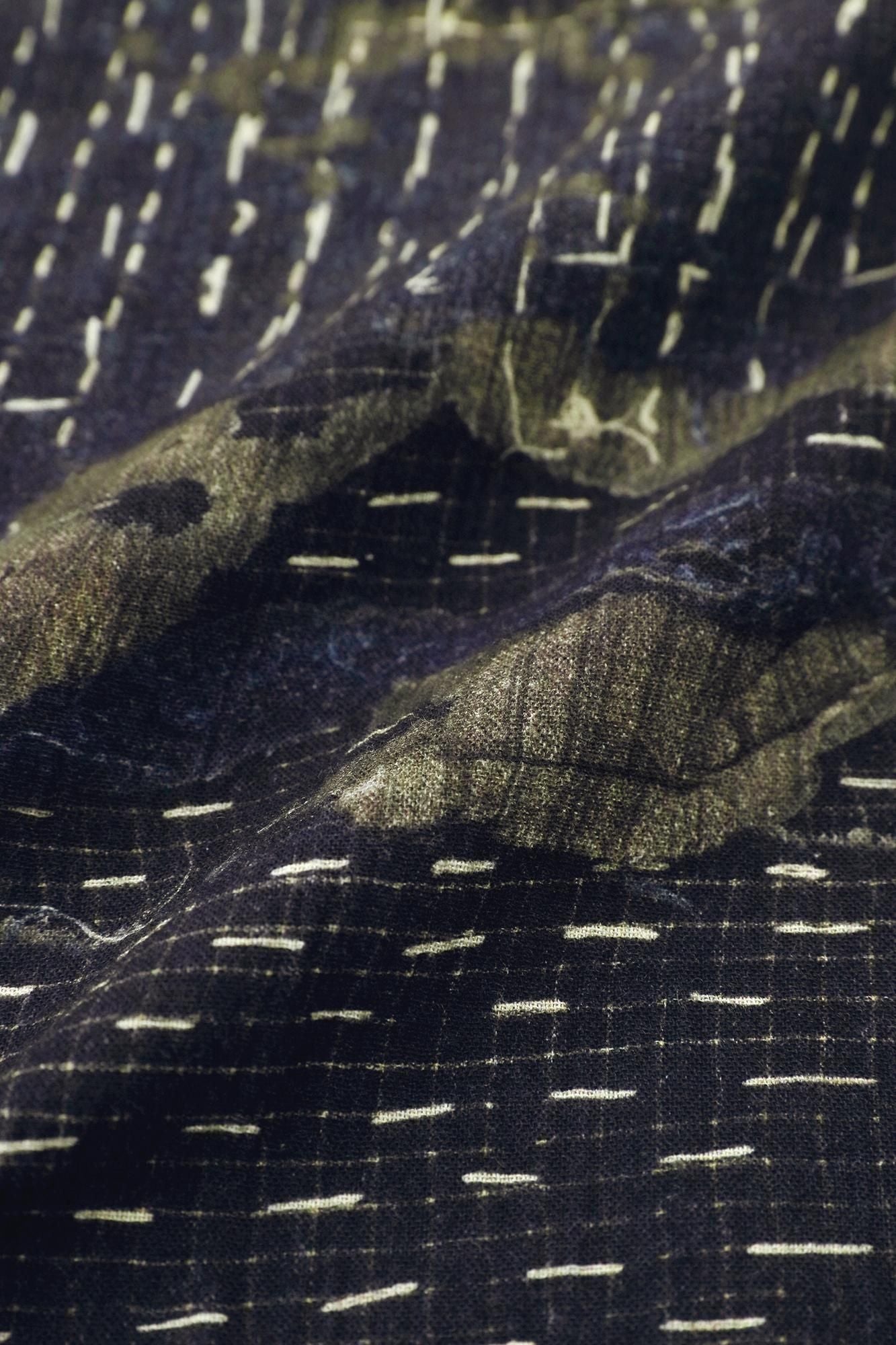 高島縮 20/20 スタンドカラーシャツ／BORO III IJ