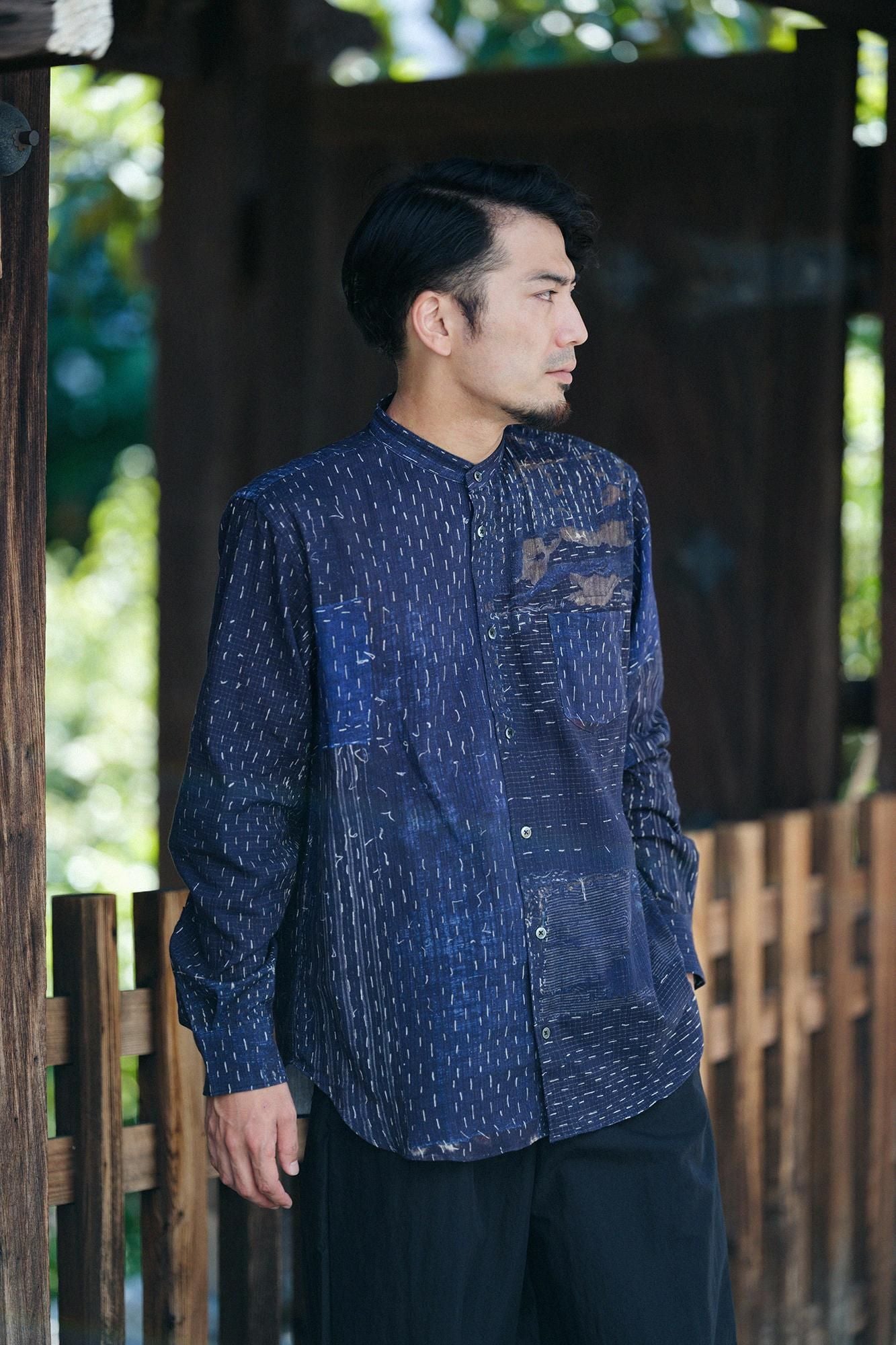 c*e様 未使用品【SOU・SOU】高島縮 20/20 シャツ BORO IJ 高島縮 20/20 スタンドカラーシャツ／BORO III IJ