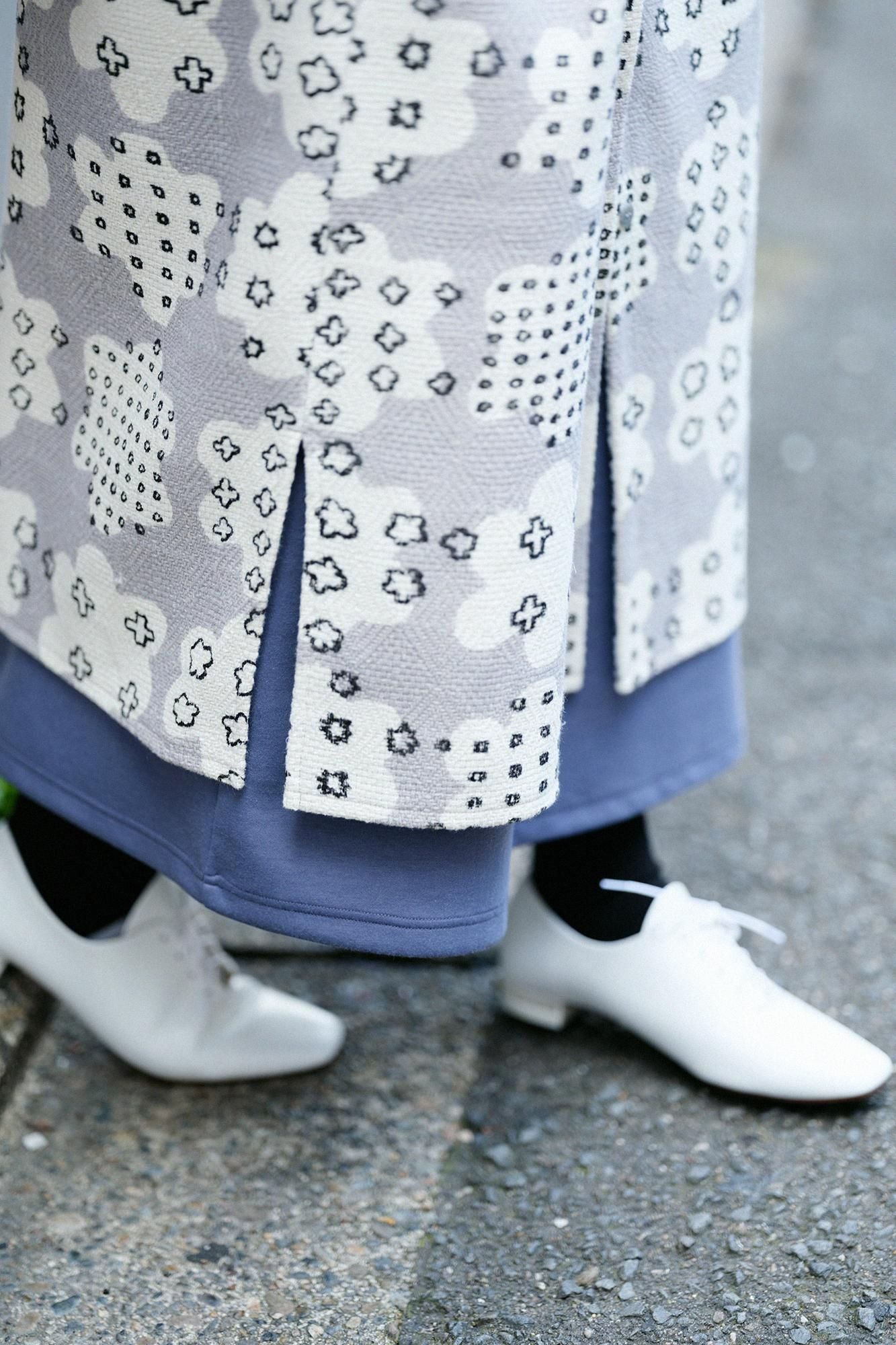 棉麻紡 菱紋樣（菱纹用） 輕型外套／花霰