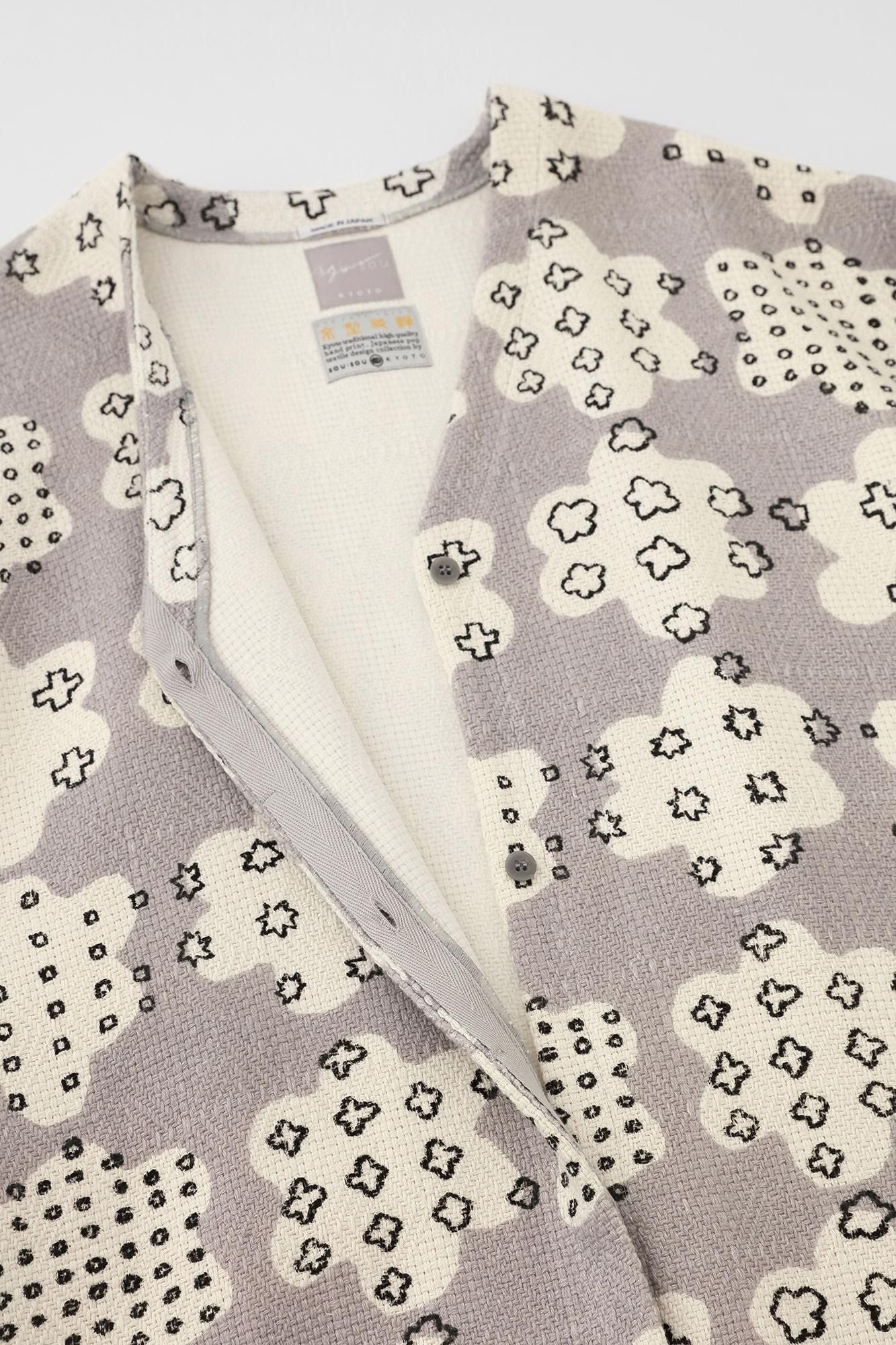 棉麻紡 菱紋樣（菱纹用） 輕型外套／花霰