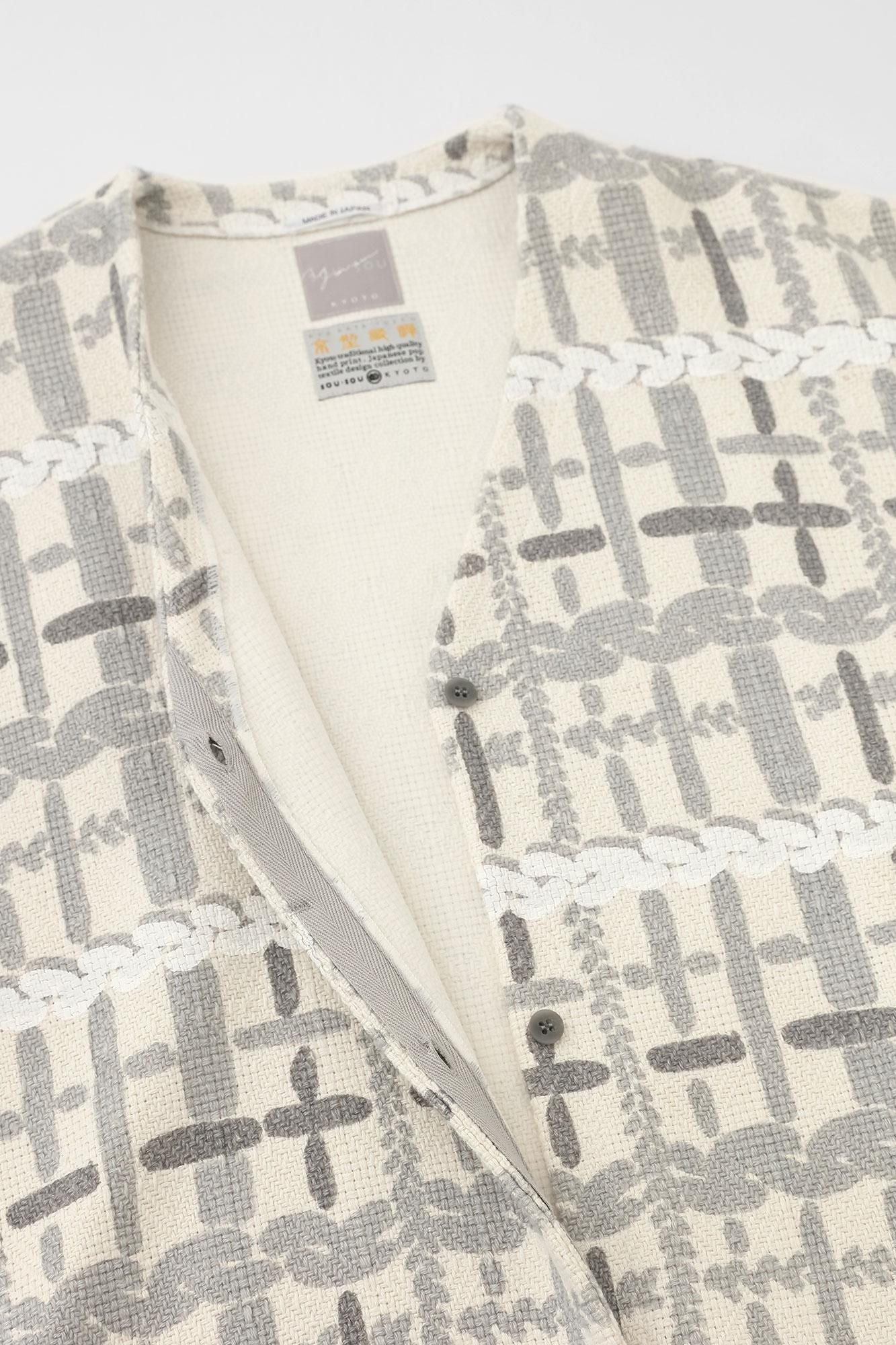 Leichter Mantel aus Baumwollleinen mit Rautenmuster/Komai