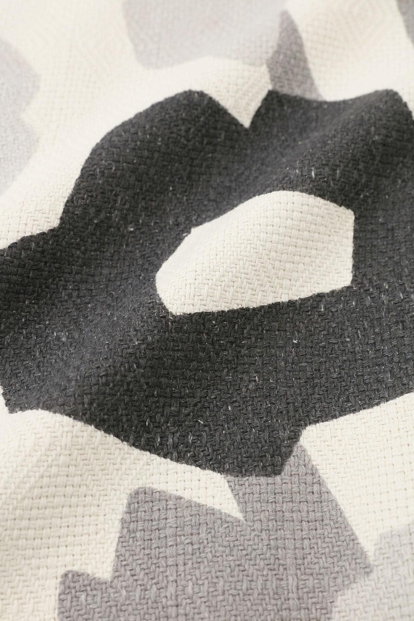 棉麻紡 菱紋樣（菱形用）灯長版上衣大衣/笑容