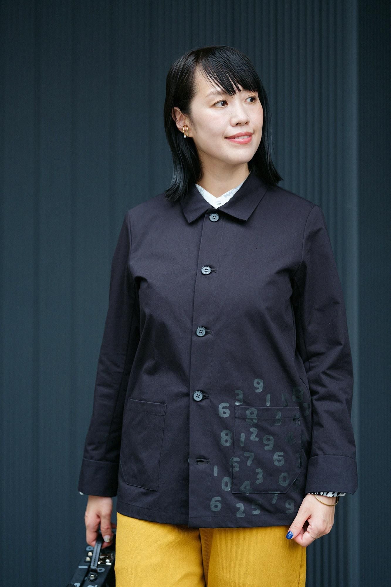 有领防水防雨布夹克/黑色