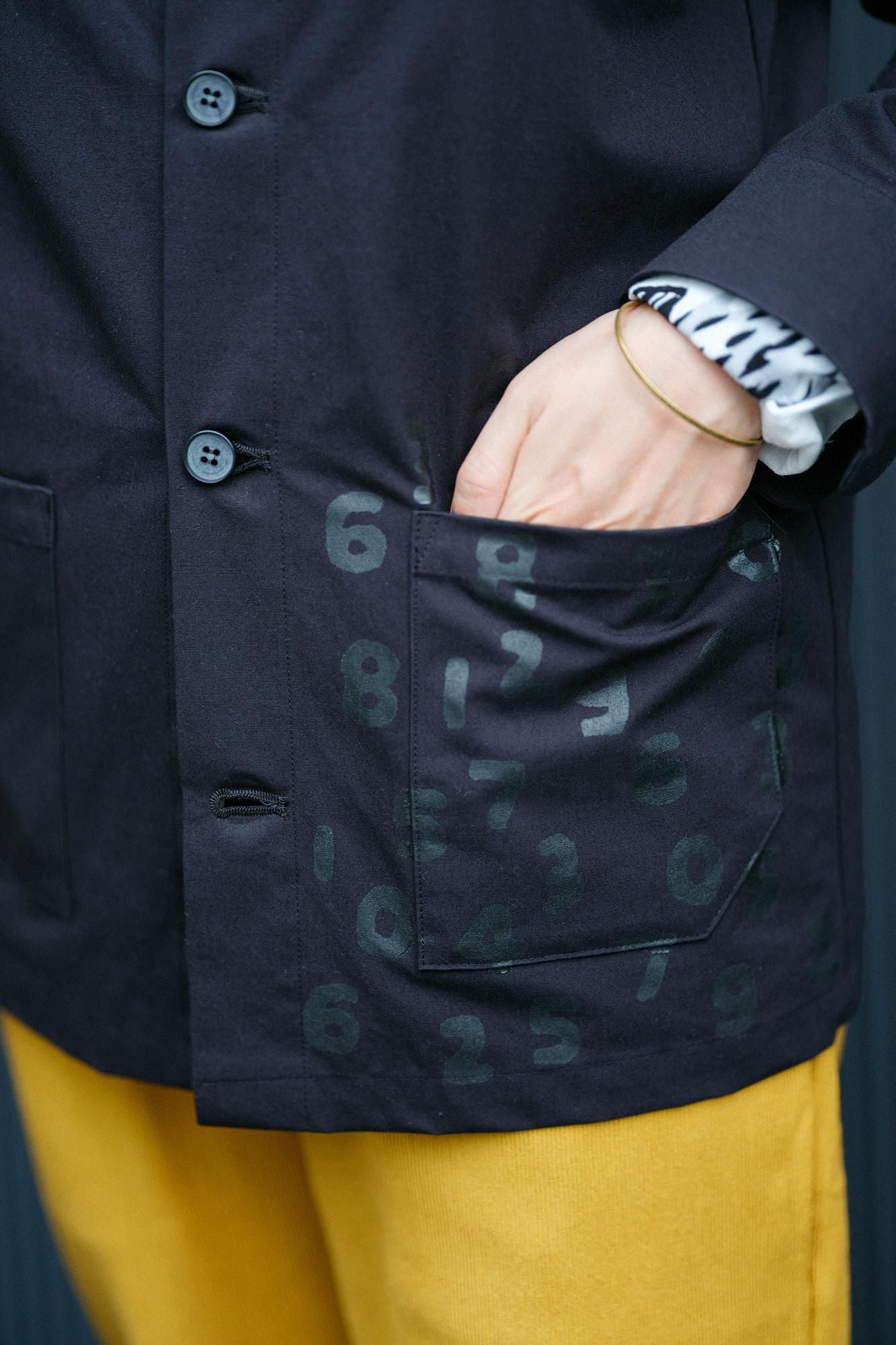 有领防水防雨布夹克/黑色