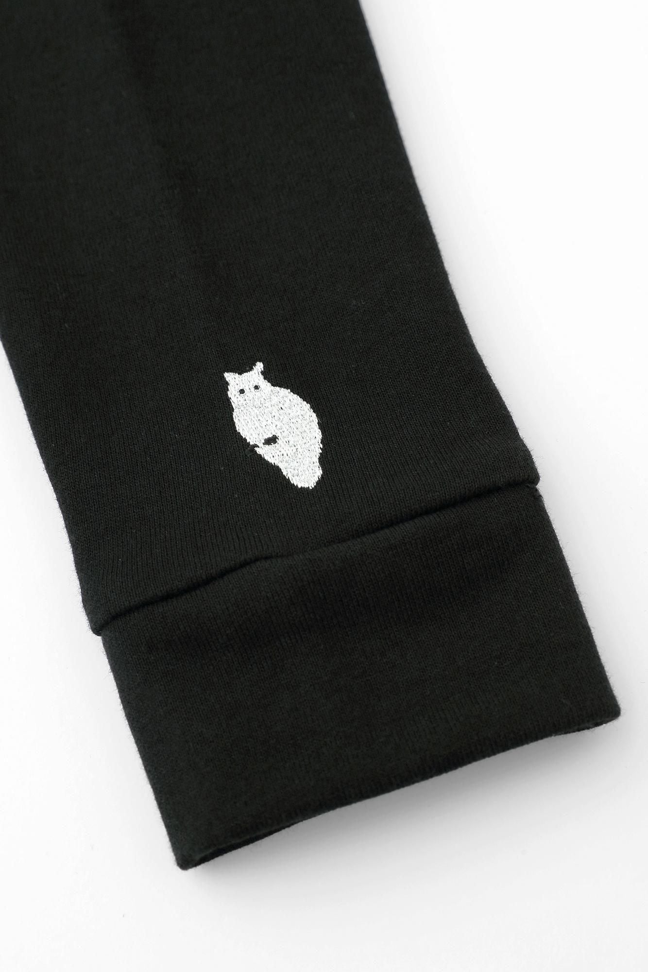 40双 ミニ裏毛 バイカラー長袖Tシャツ／ブラック