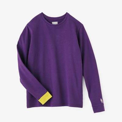 40双 ミニ裏毛 バイカラー長袖Tシャツ／パープル