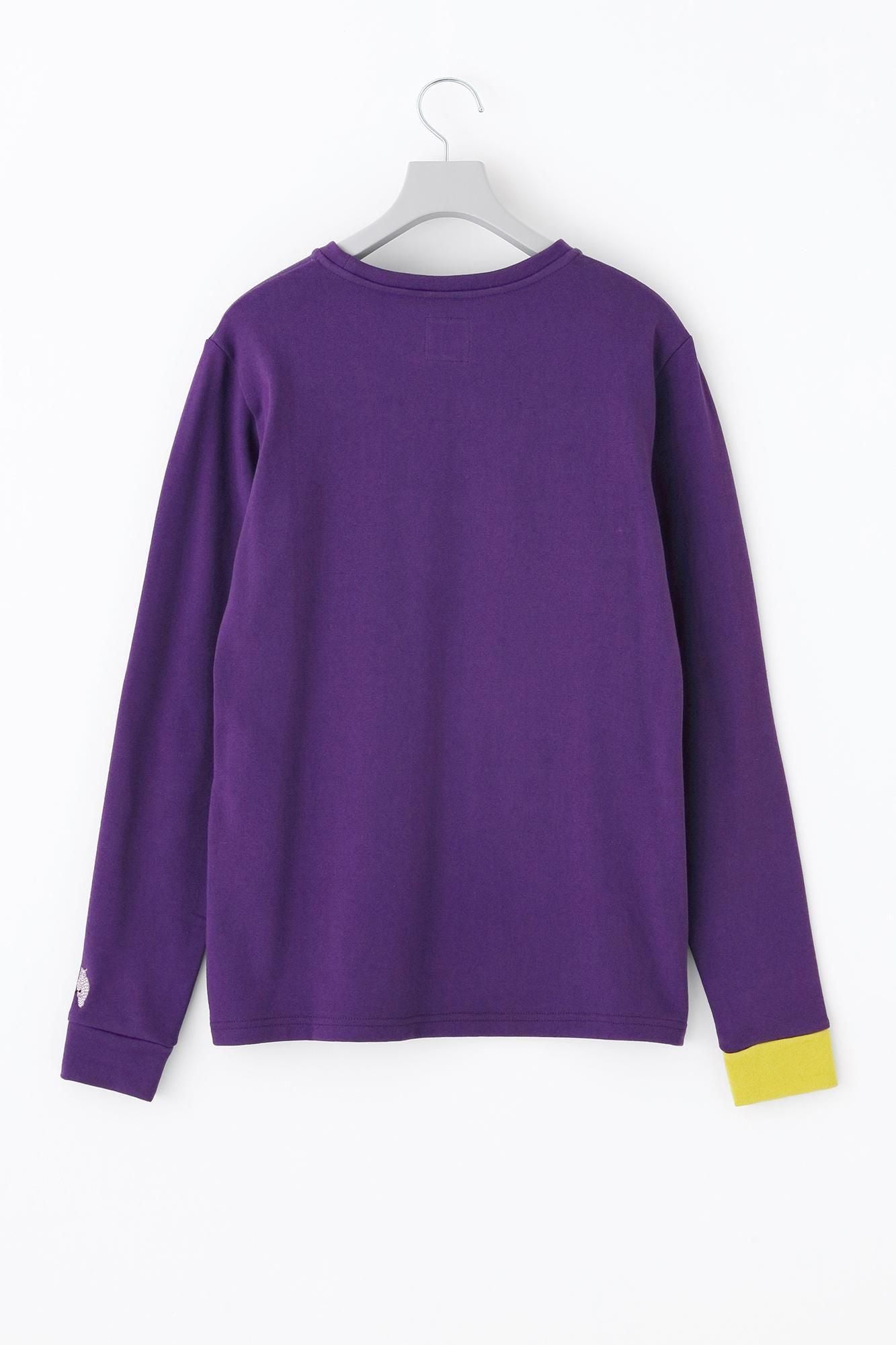 40双 ミニ裏毛 バイカラー長袖Tシャツ／パープル