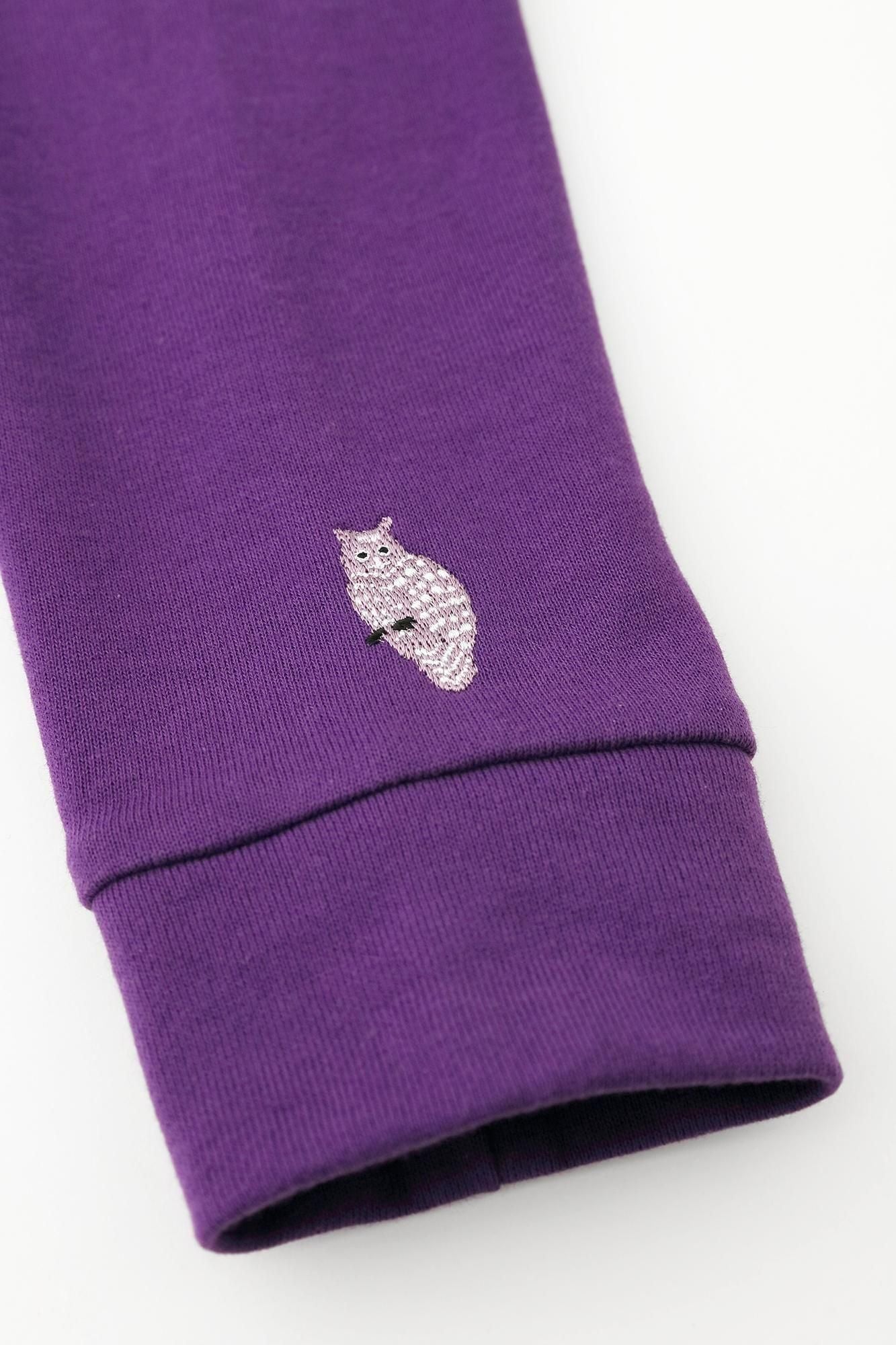 40双 ミニ裏毛 バイカラー長袖Tシャツ／パープル