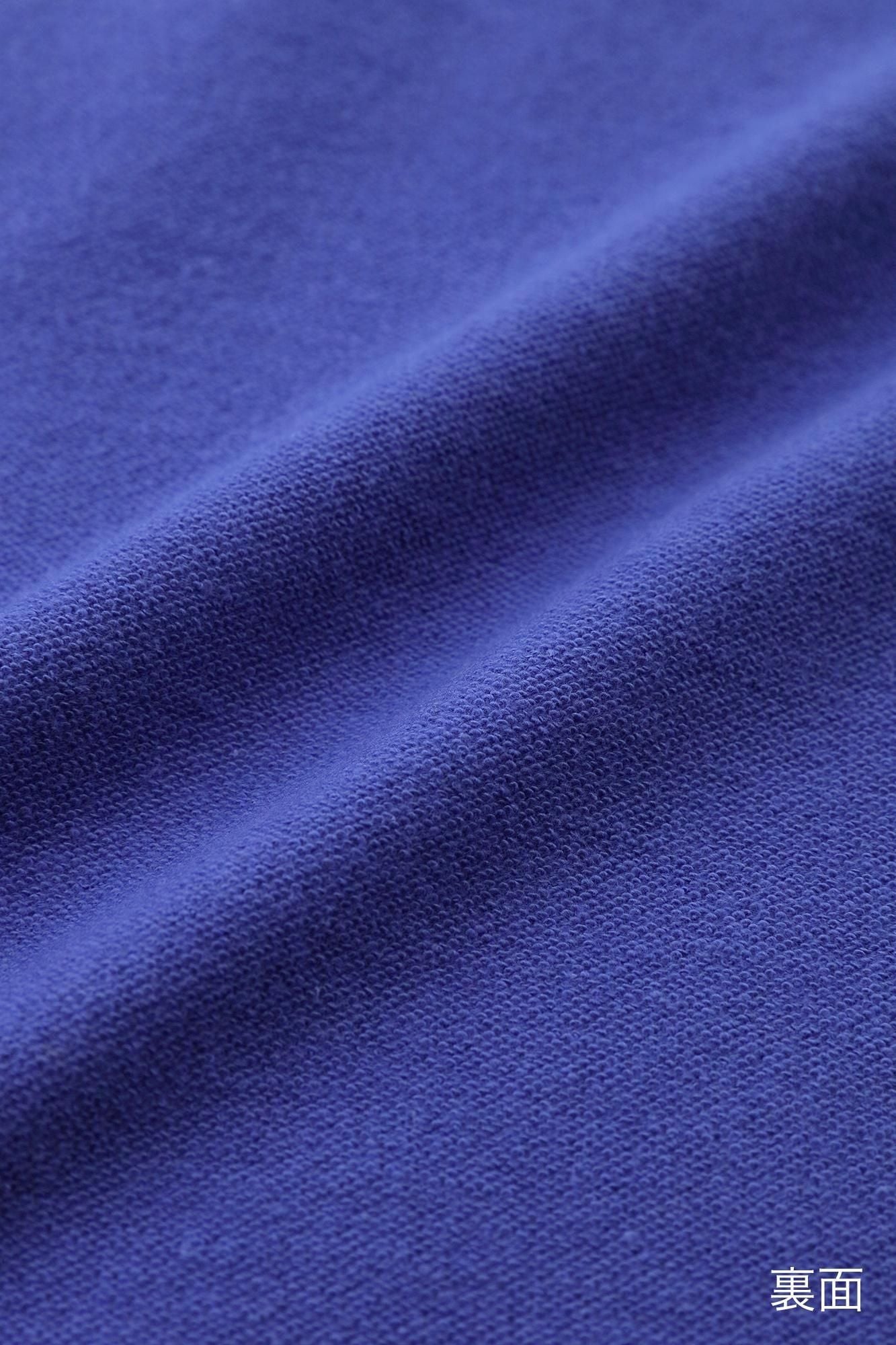 40双 ミニ裏毛 バイカラー長袖Tシャツ／ブルー