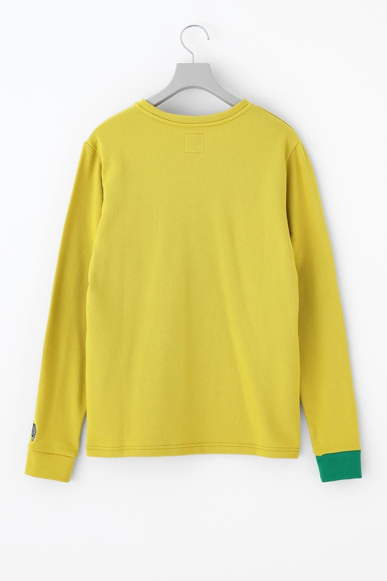 40双 ミニ裏毛 バイカラー長袖Tシャツ／イエロー