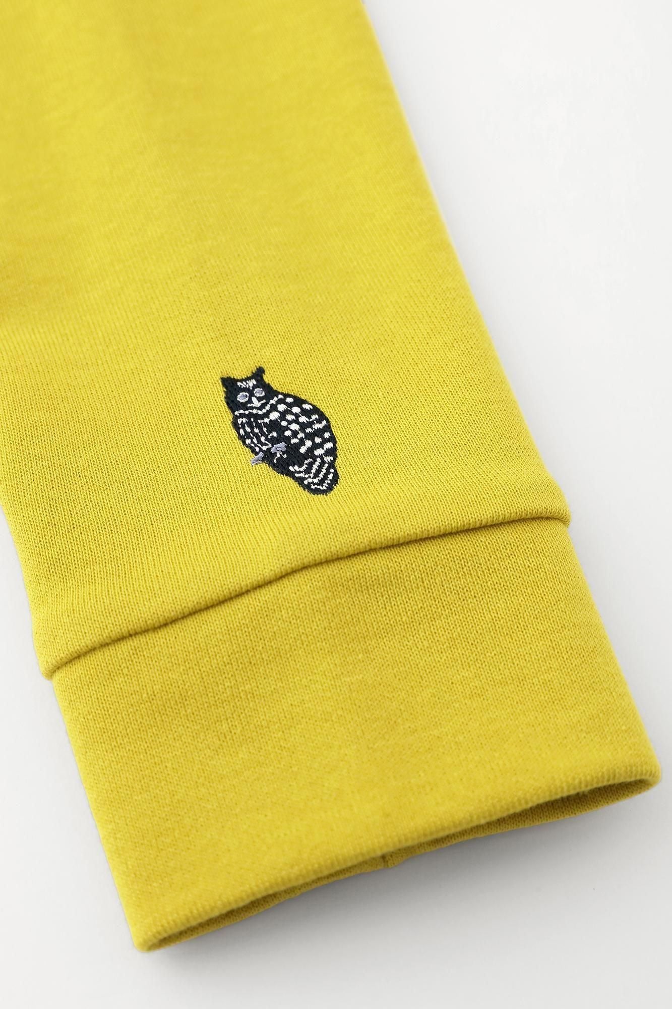 40双 ミニ裏毛 バイカラー長袖Tシャツ／イエロー