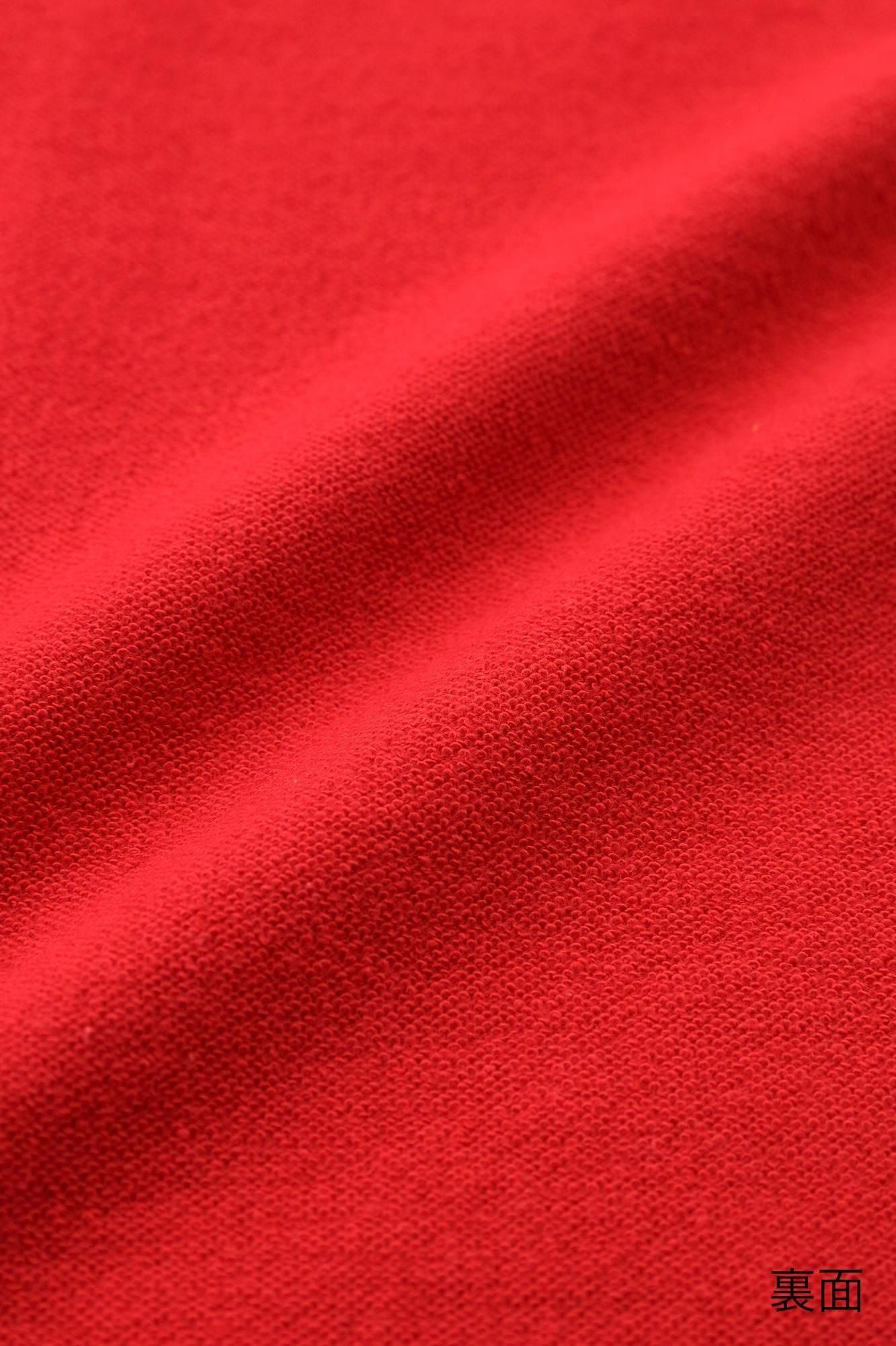 40双 ミニ裏毛 バイカラー長袖Tシャツ／レッド