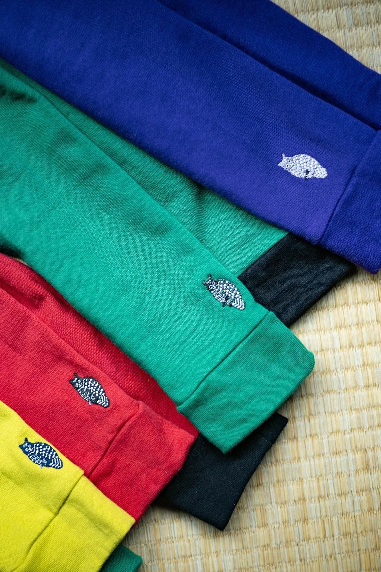 40双 ミニ裏毛 バイカラー長袖Tシャツ／グリーン