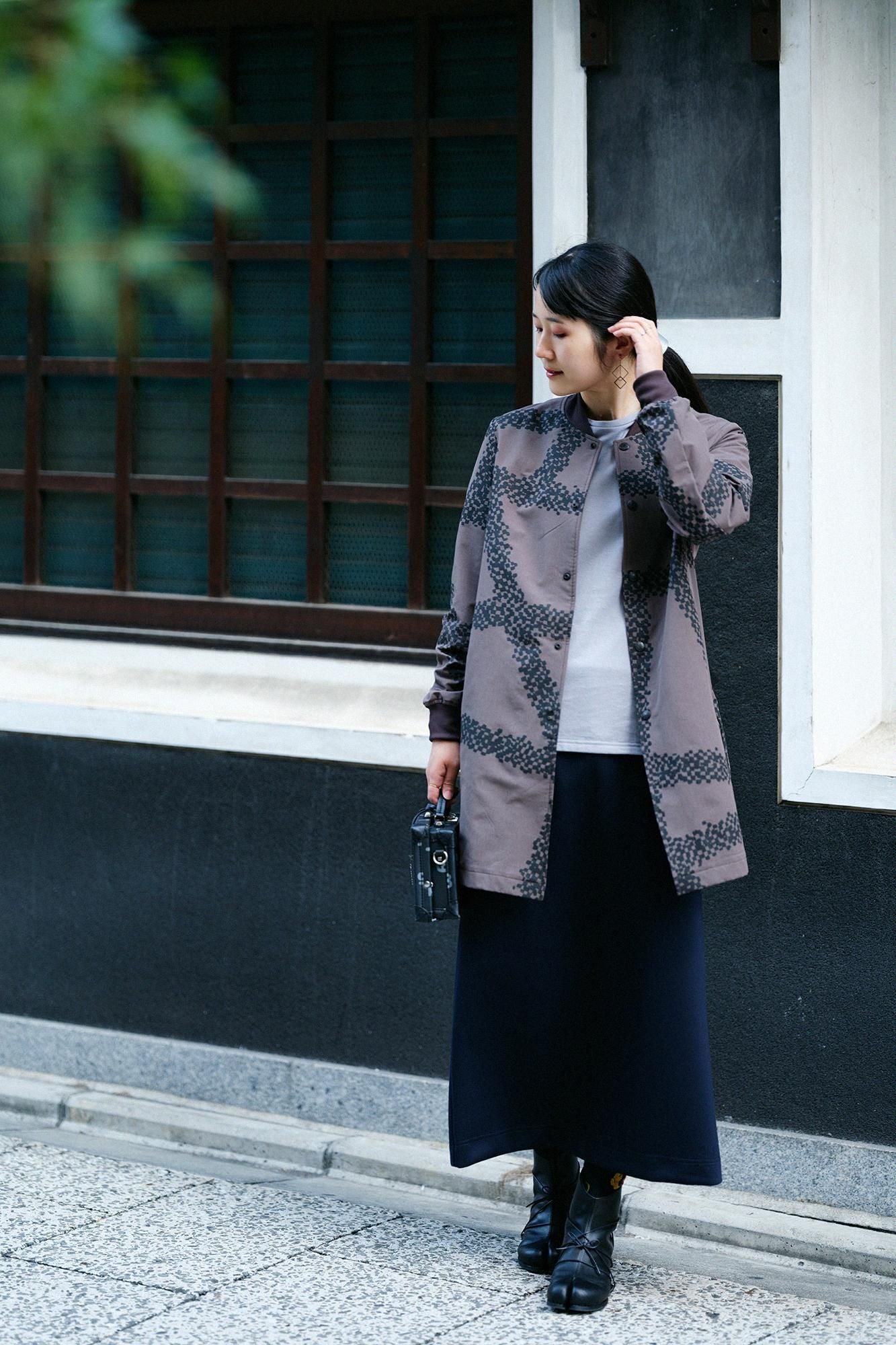 40双 ミニ裏毛 バイカラー長袖Tシャツ／グレー