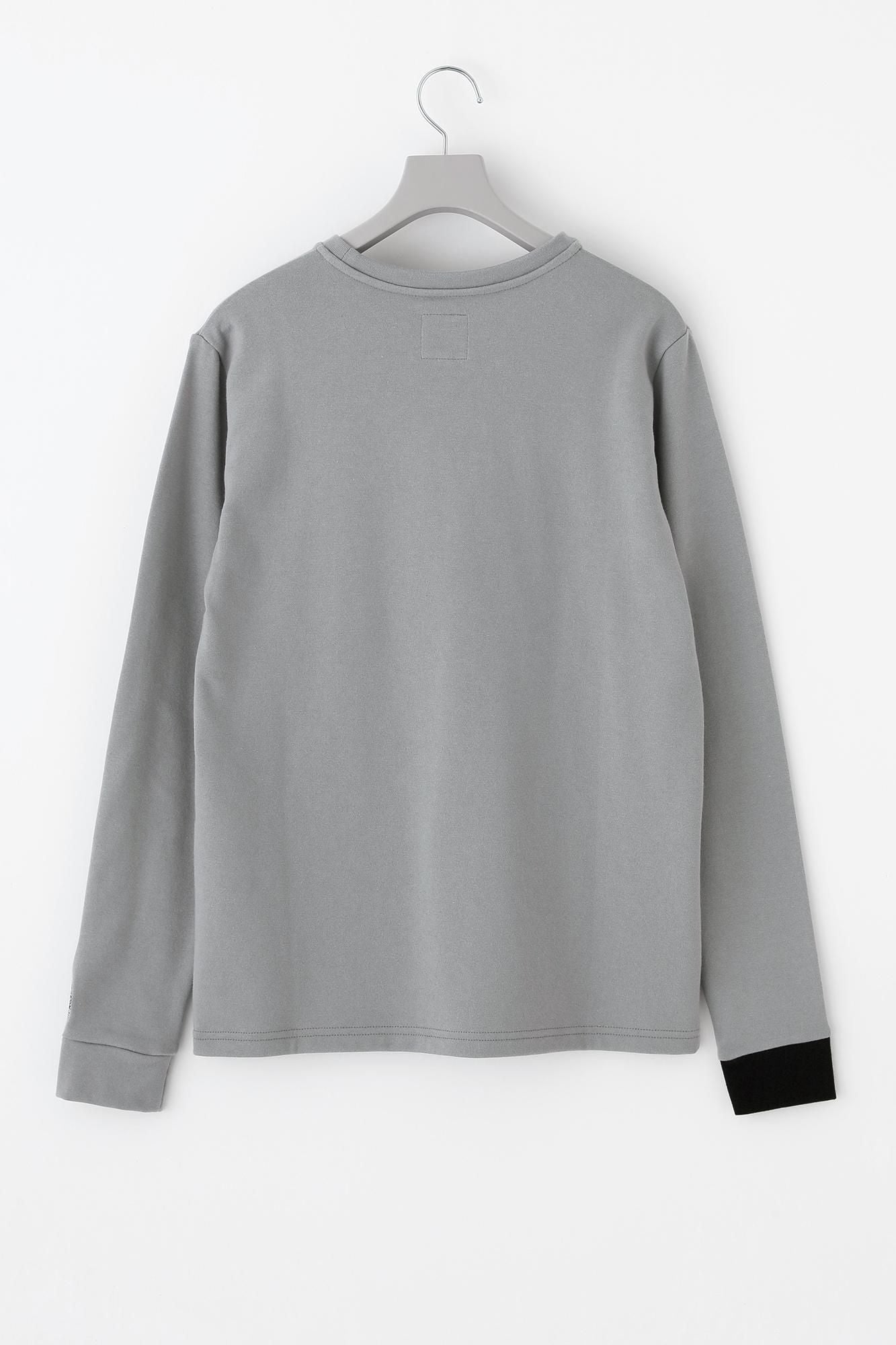 40双 ミニ裏毛 バイカラー長袖Tシャツ／グレー