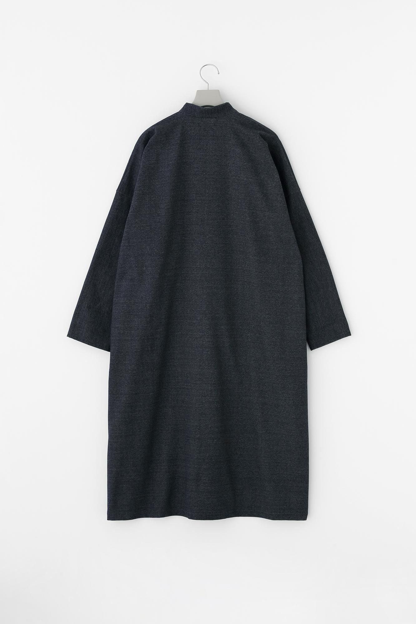 インレイジャージー スタンドカラーライトコート／ネイビー