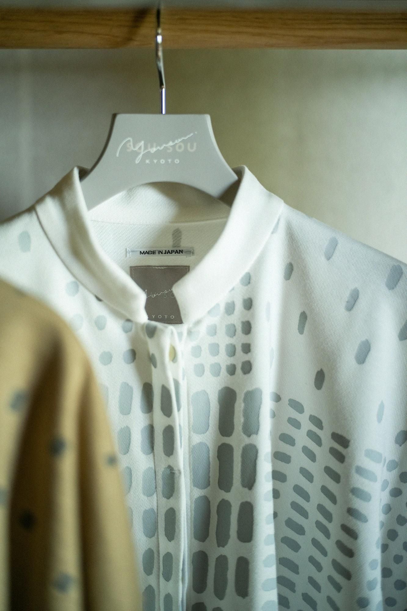 鑲嵌針織 立領輕型外套／敷石 白色