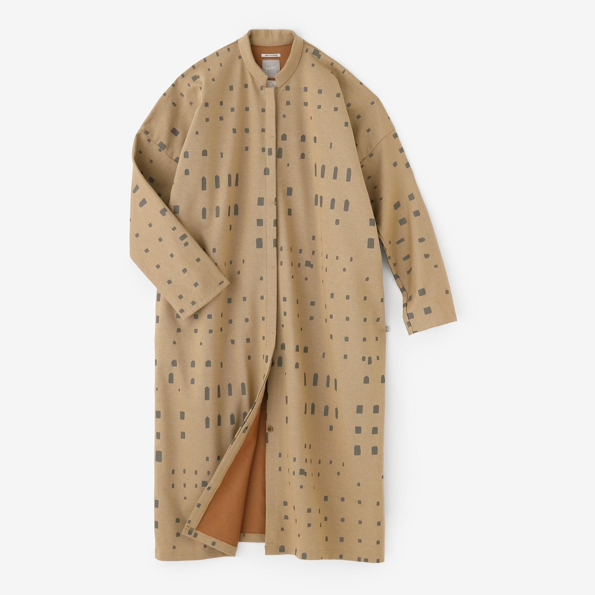 Intarsien-Jersey-Stehkragen, heller Mantel/Fensterblond