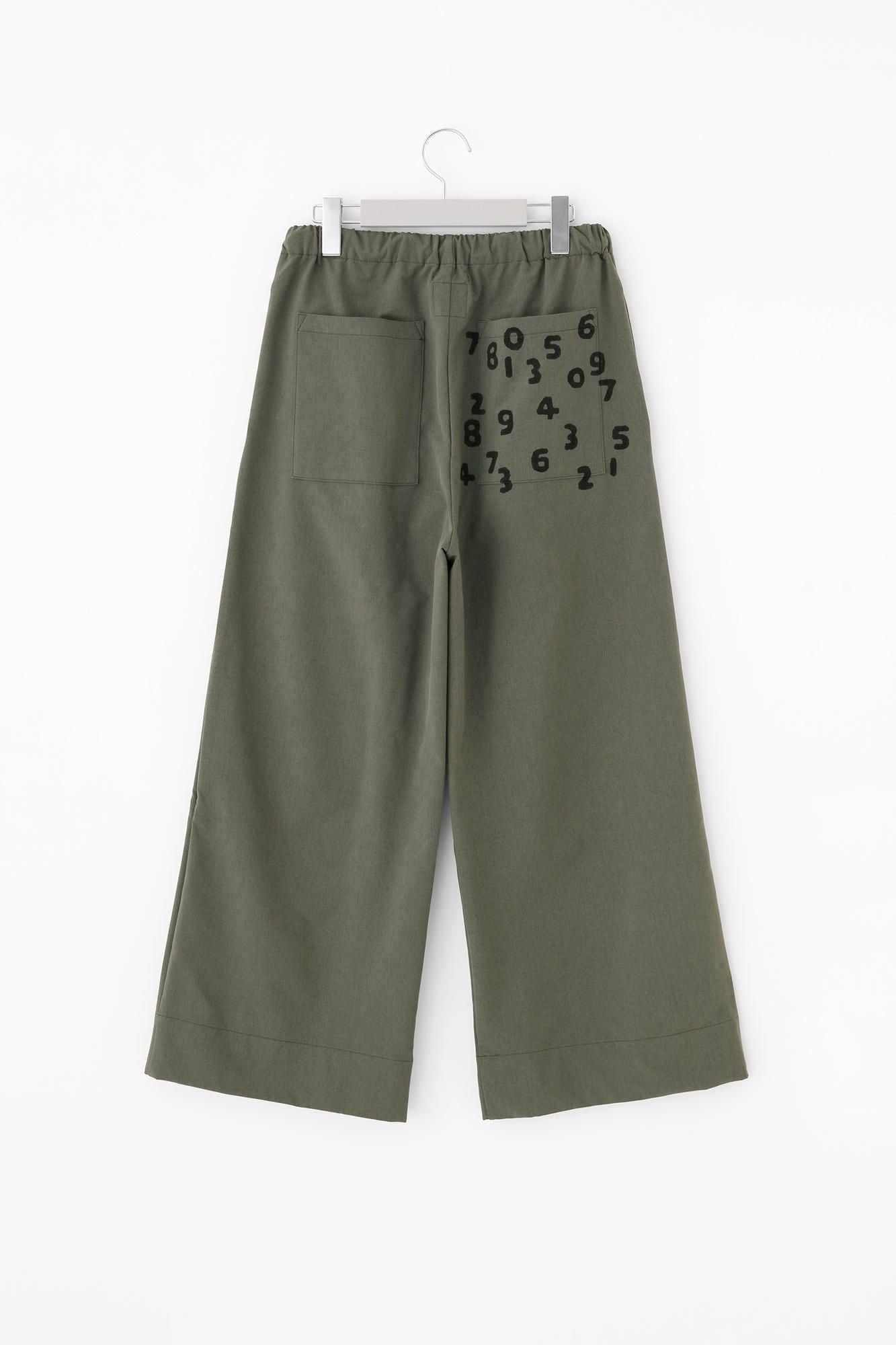 彈性 蜜桃絨 闊腿褲／橄欖綠