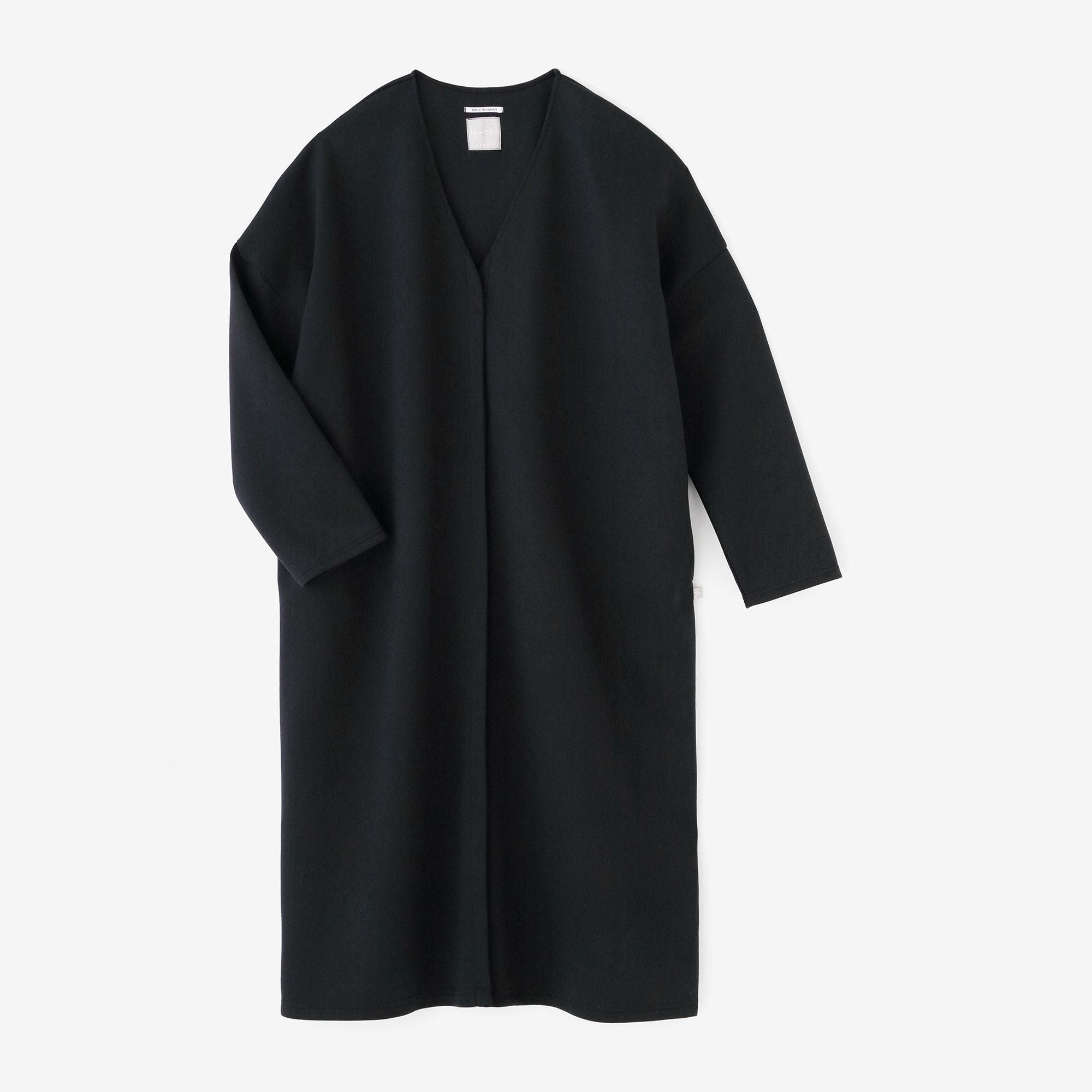 瓦楞針織 V領 輕型外套／深藍