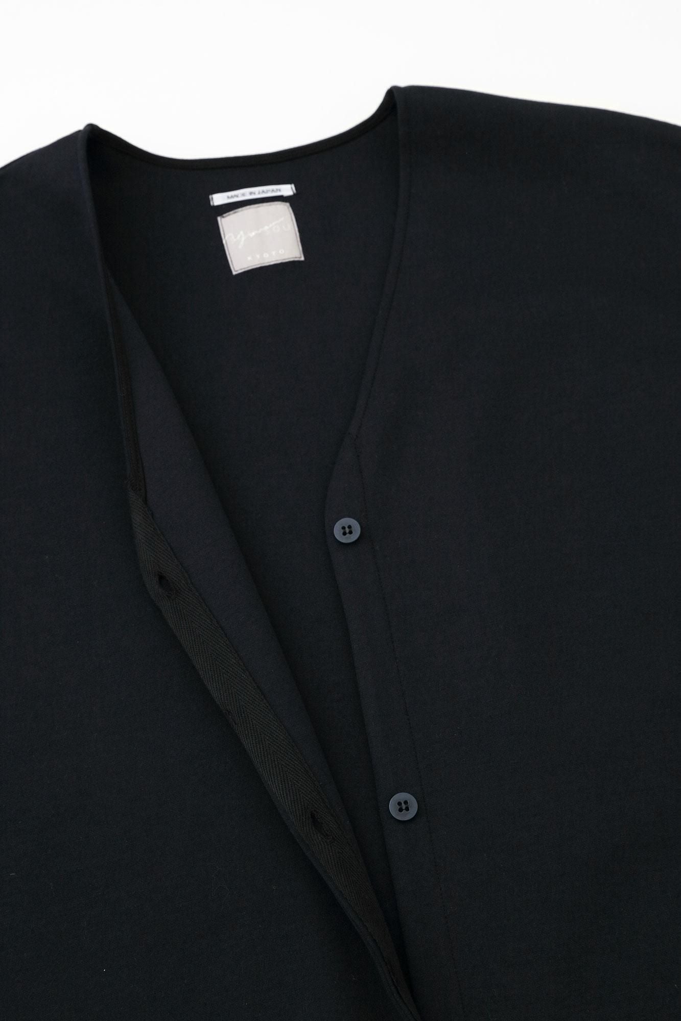 瓦楞針織 V領 輕型外套／深藍