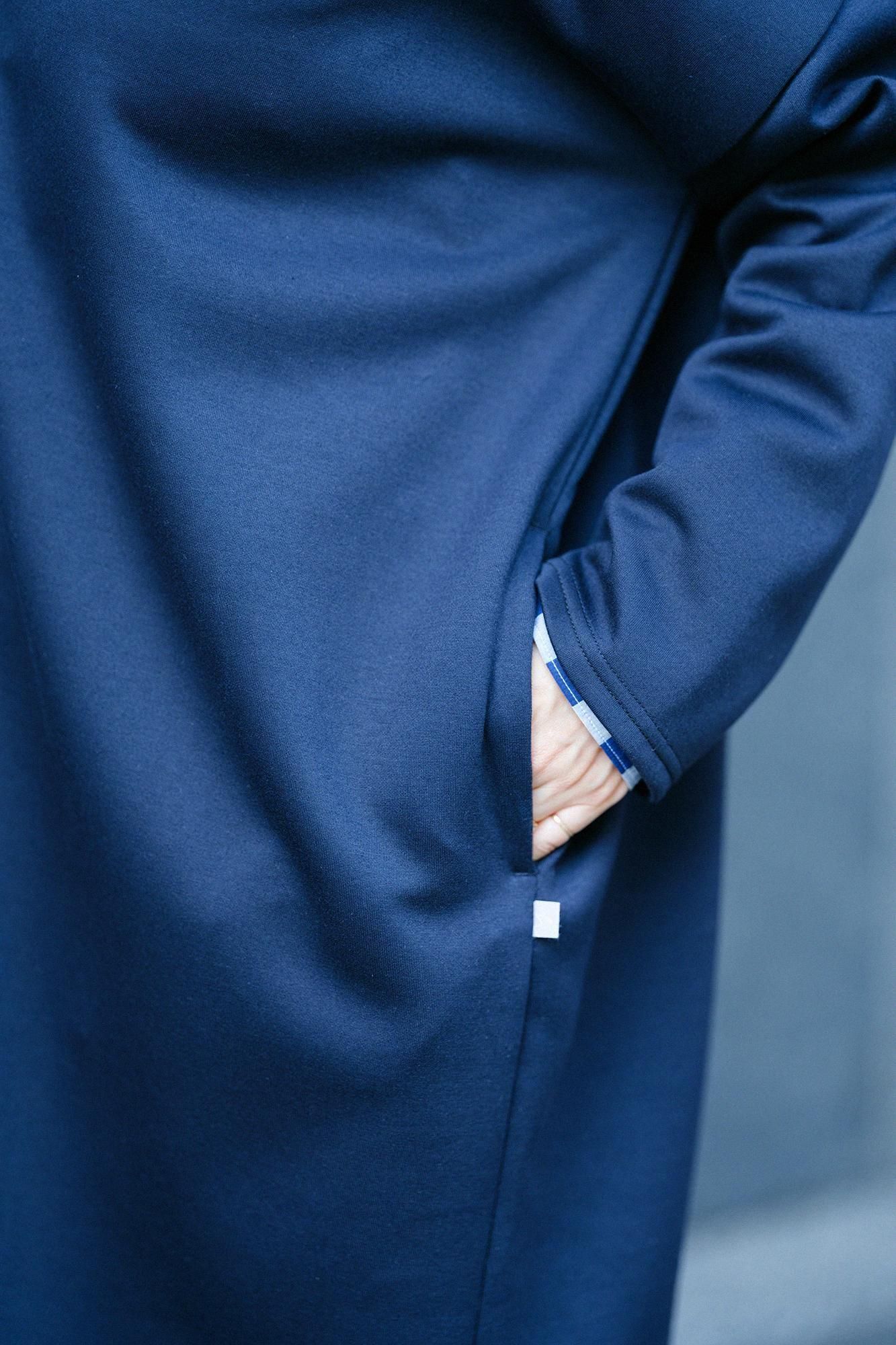 瓦楞針織 V領 輕型外套／深藍