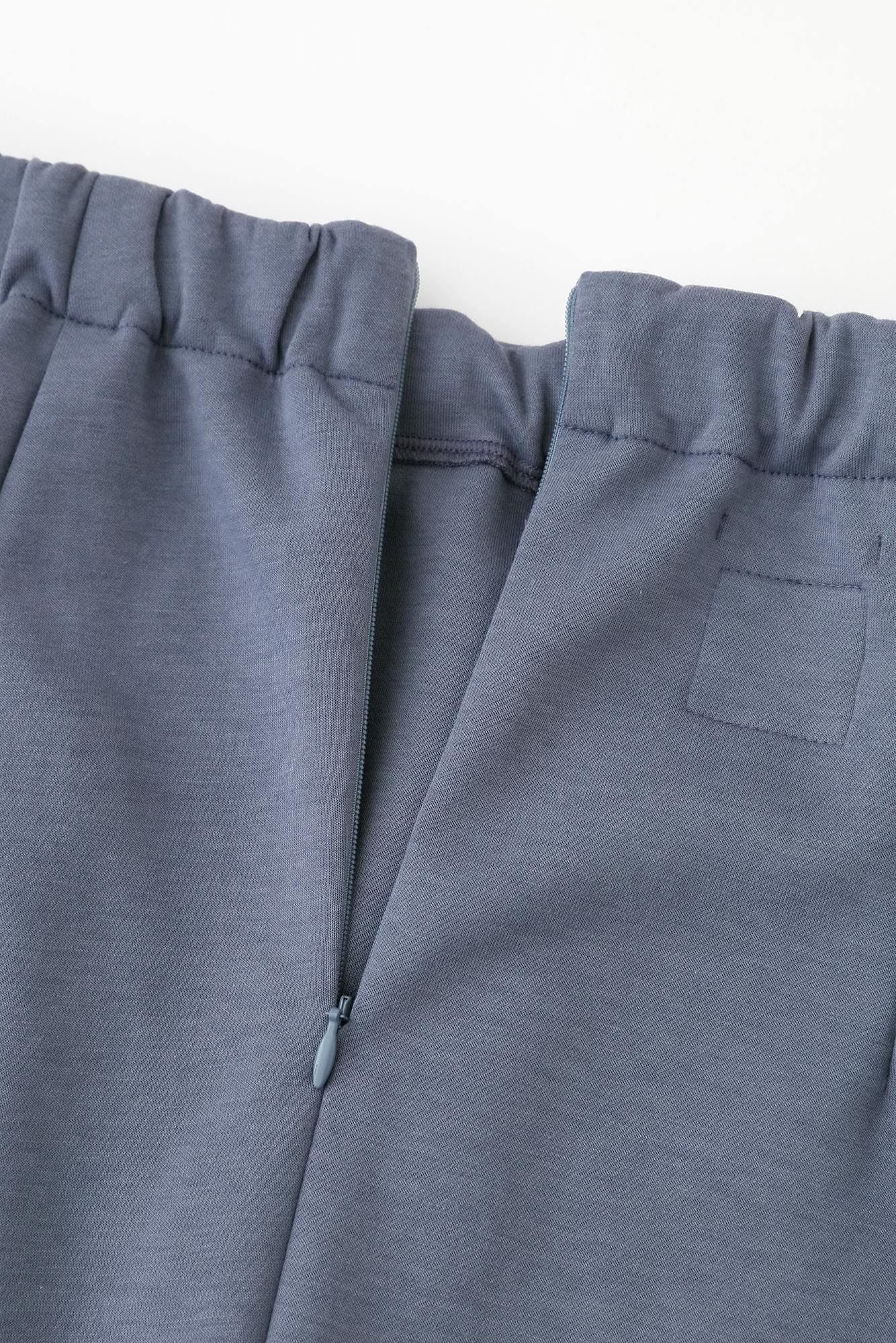 瓦楞針織 長裙／霧藍色