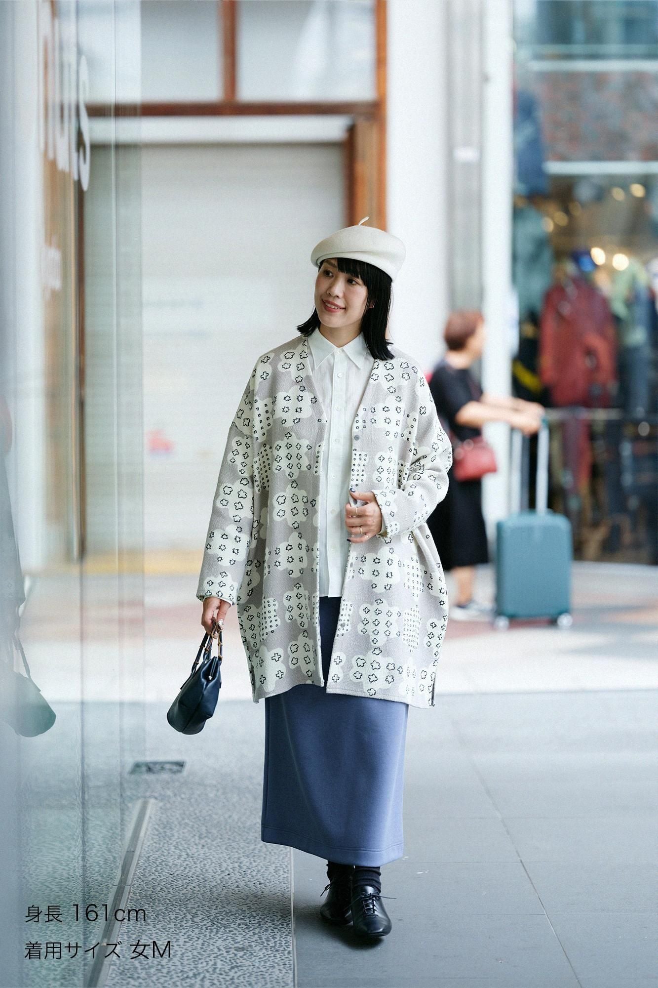 瓦楞針織 長裙／霧藍色