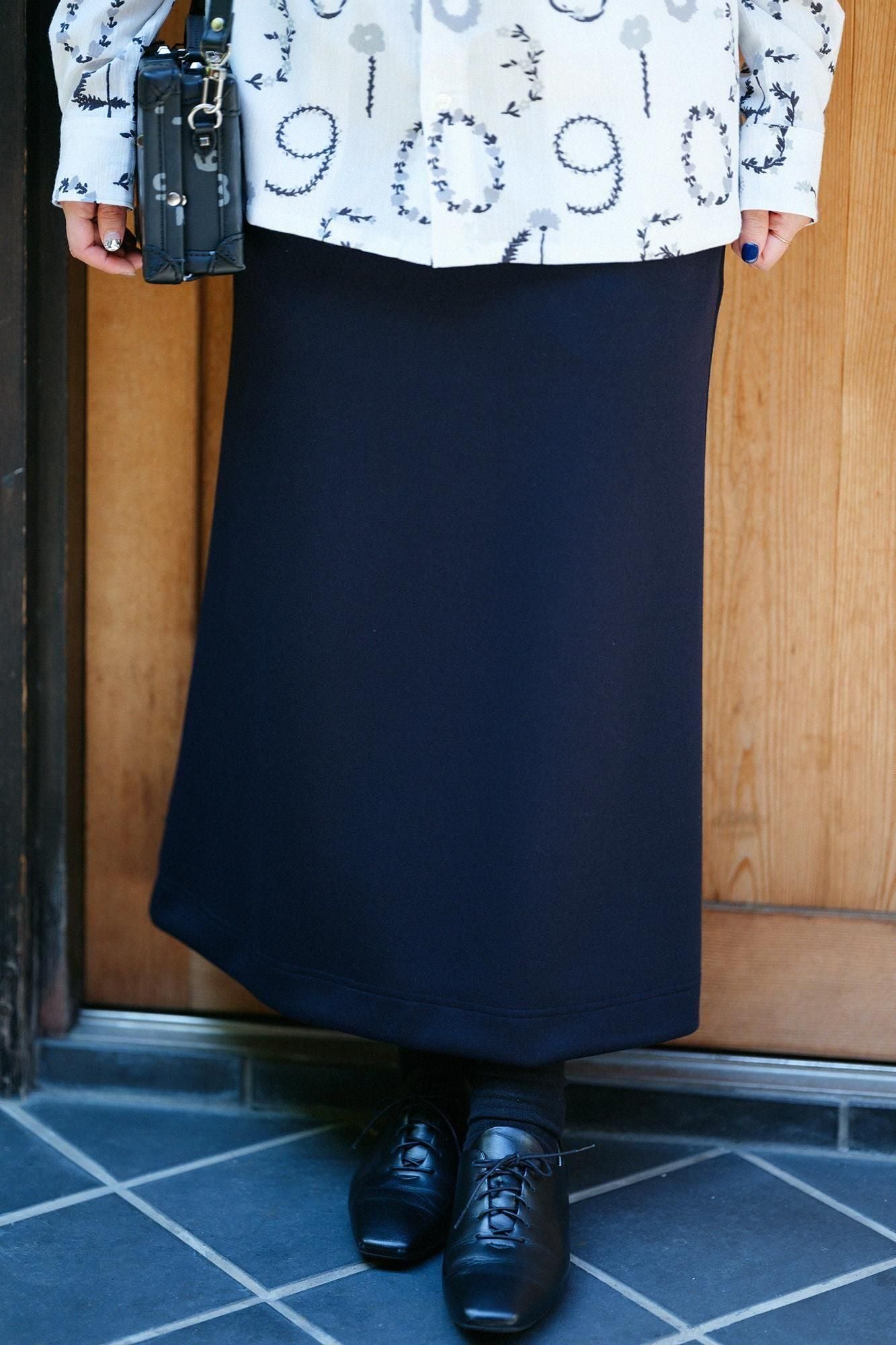 골판지 니트 타이트 스커트/다크네이비