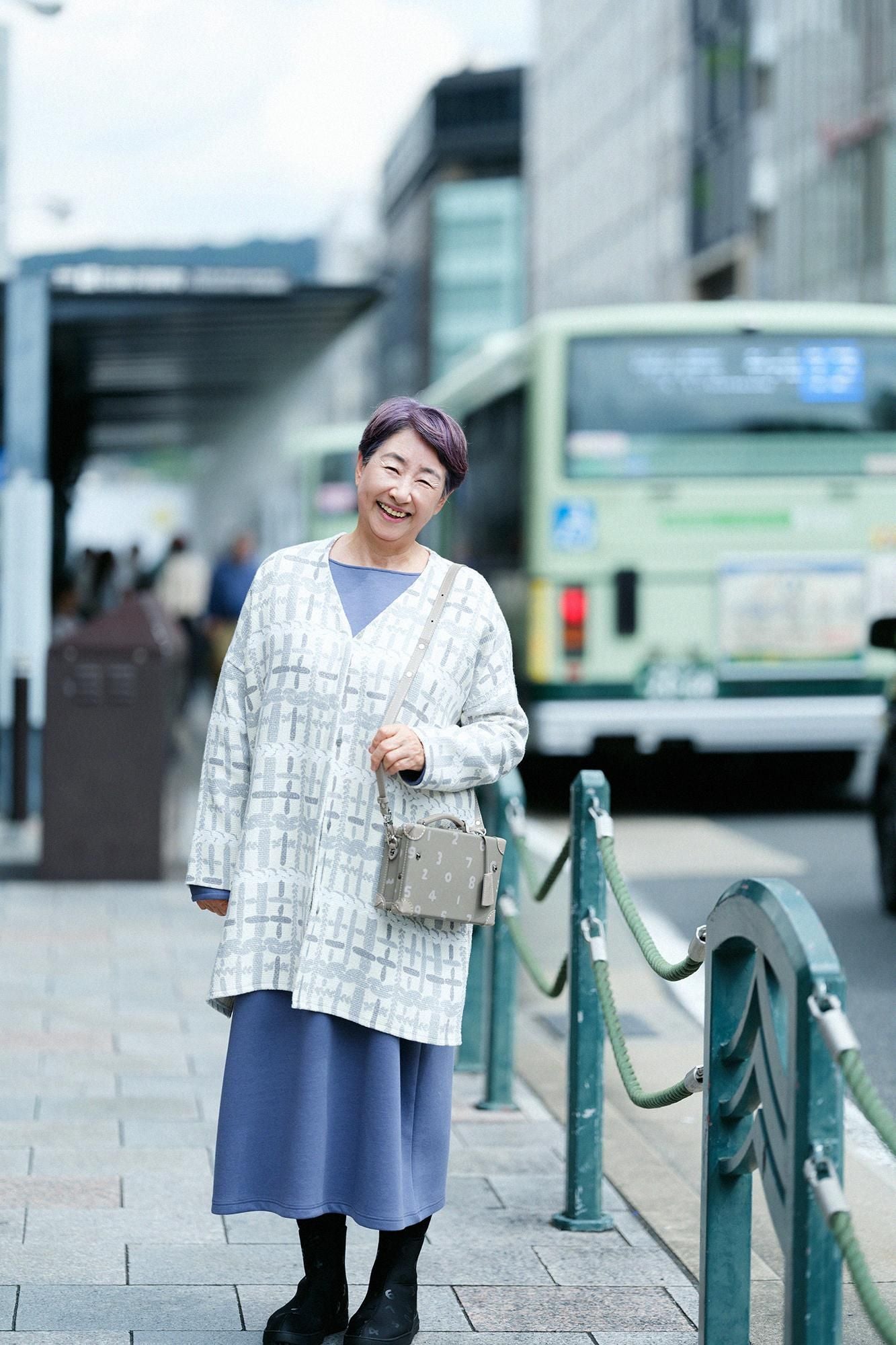 카드보드 니트 보트넥 L/S OP 맥시길이/포그 블루