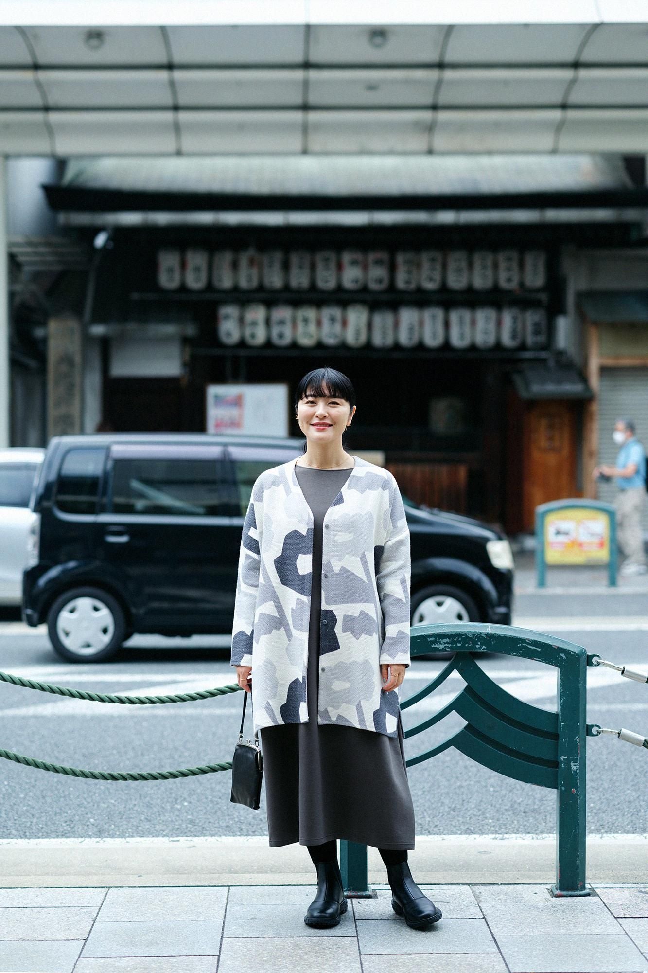 카드보드 니트 보트넥 L/S OP 맥시길이/올리브 그린