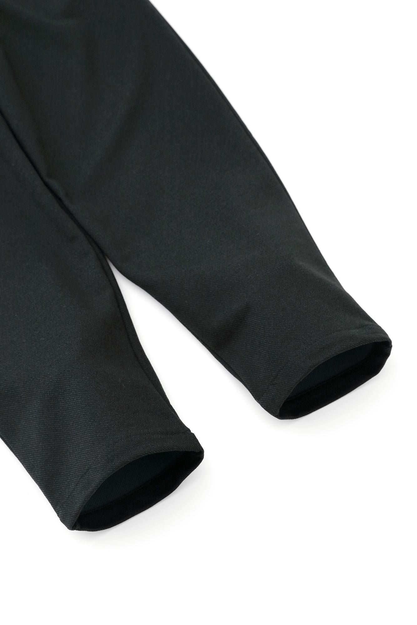 鑲嵌針織 休閒窄管長褲／黑藍色