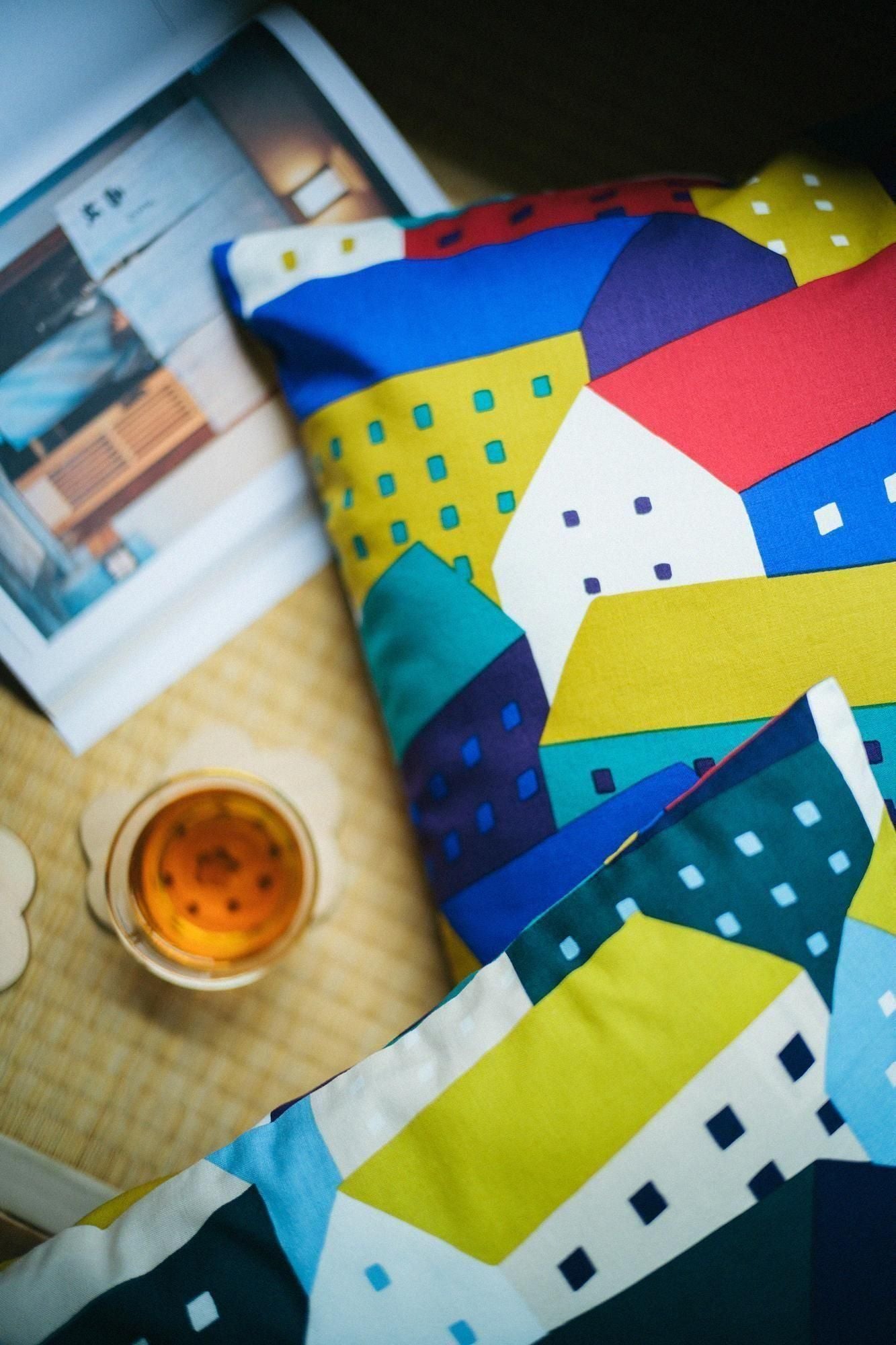 Housse de coussin à tissage uni 21e compte réversible/Kita no Kuni Moonlight x Kita no Kuni Tasai