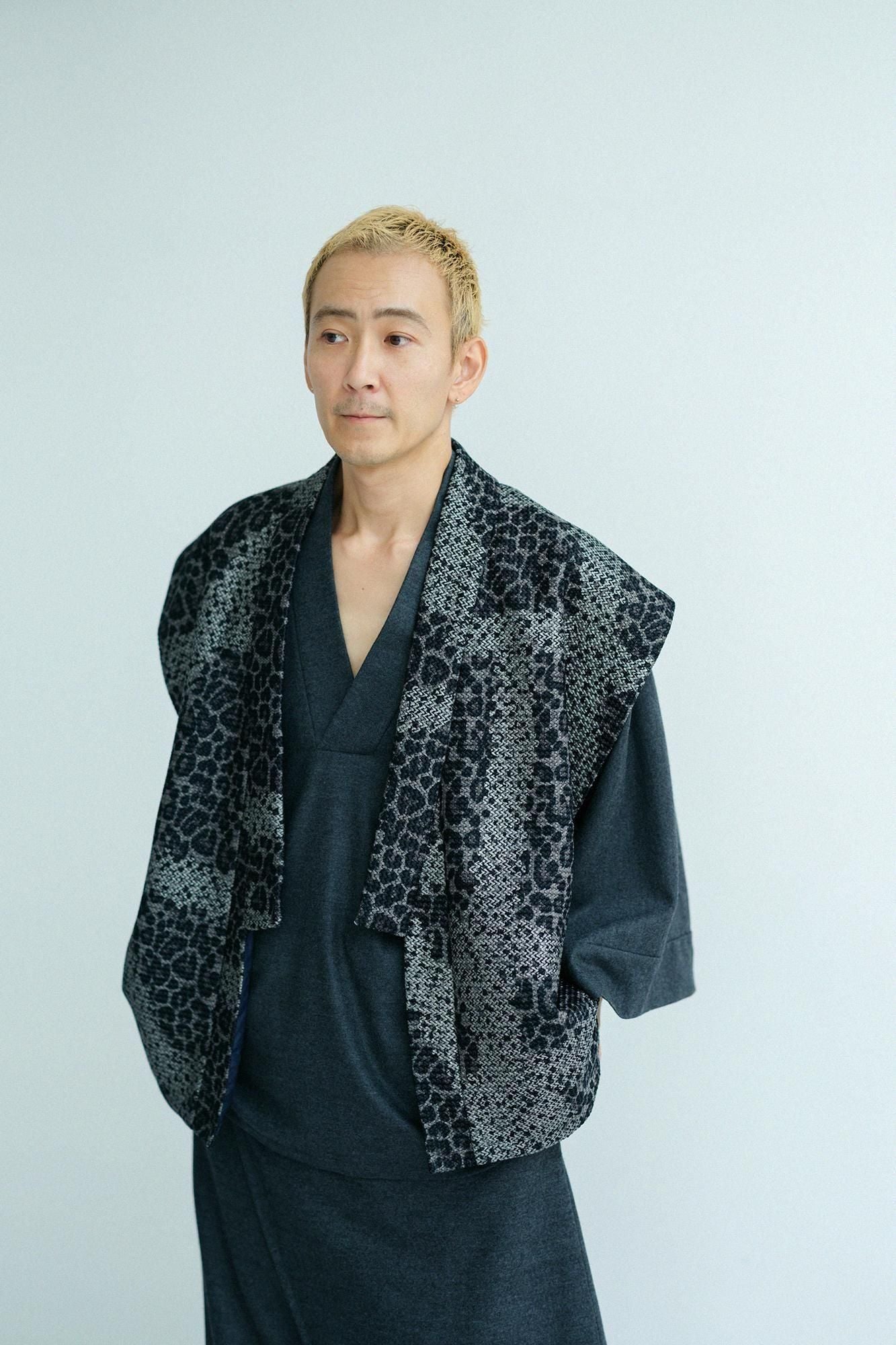 llaTsuCell weave Sleeveless Robe Undershirt (a)Waheight)/Tied-up Dark GreySpots (Koihai Spotted)