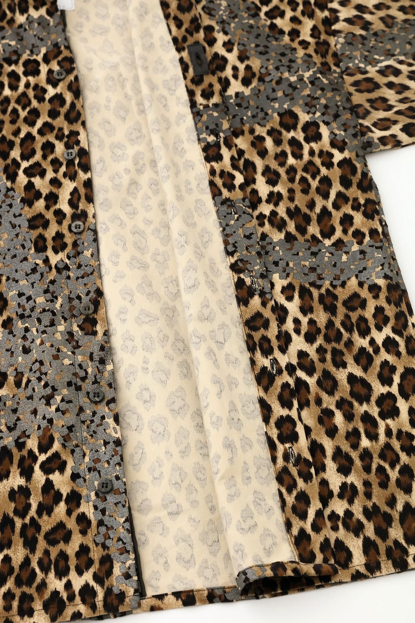 Corduroy Band Collar(Tachieri) Tsutsusode robe (tsutsu-sode robe)signDeshinii)/Tied-up Leopard Spots