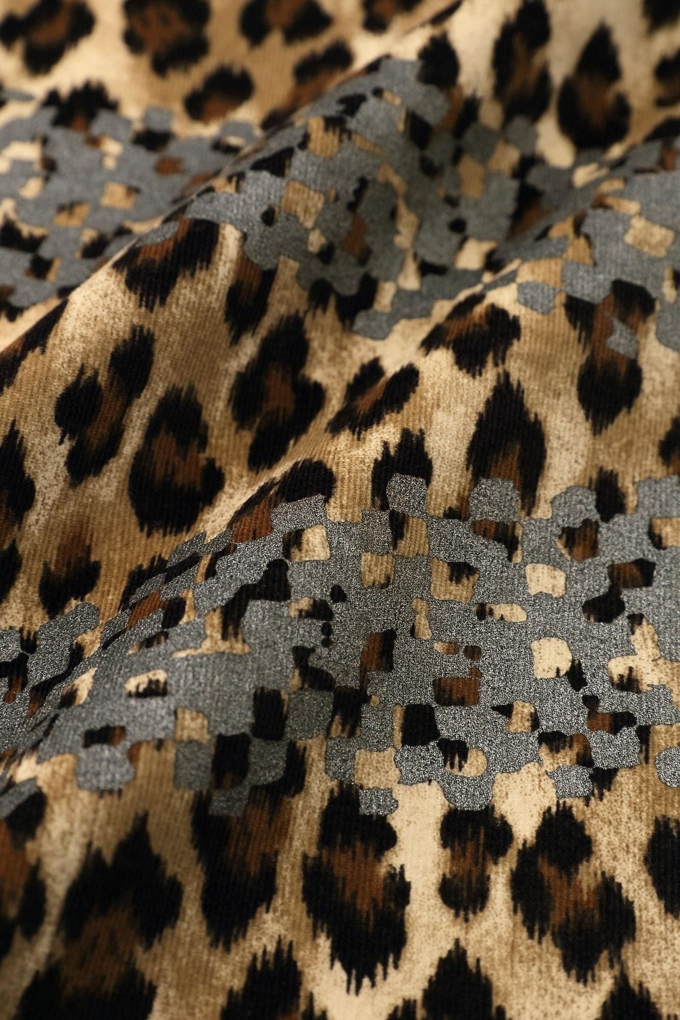 Corduroy Band Collar(Tachieri) Tsutsusode robe (tsutsu-sode robe)signDeshinii)/Tied-up Leopard Spots