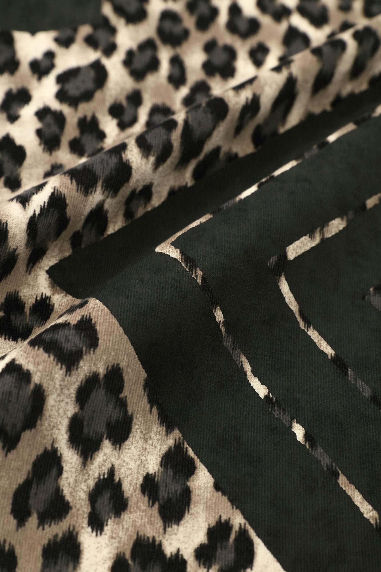 Kohlefarbenes Oberteil, Stehkragen, Tsutsusode-Shini mit Ärmeln/Yamaohako, Leopardenflecken