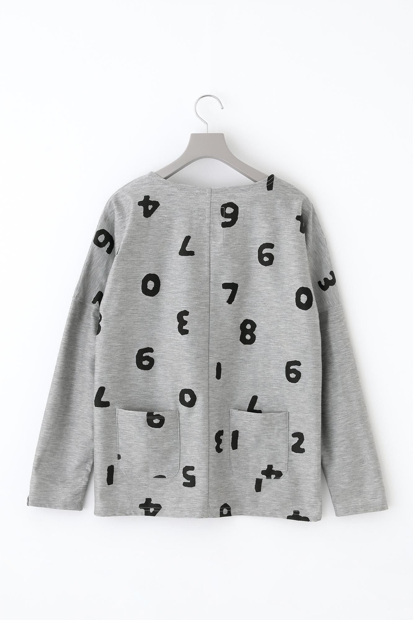 Twill-Strick-Langarm-T-Shirt/SO-SU-UOber- und Unterteil grau meliert