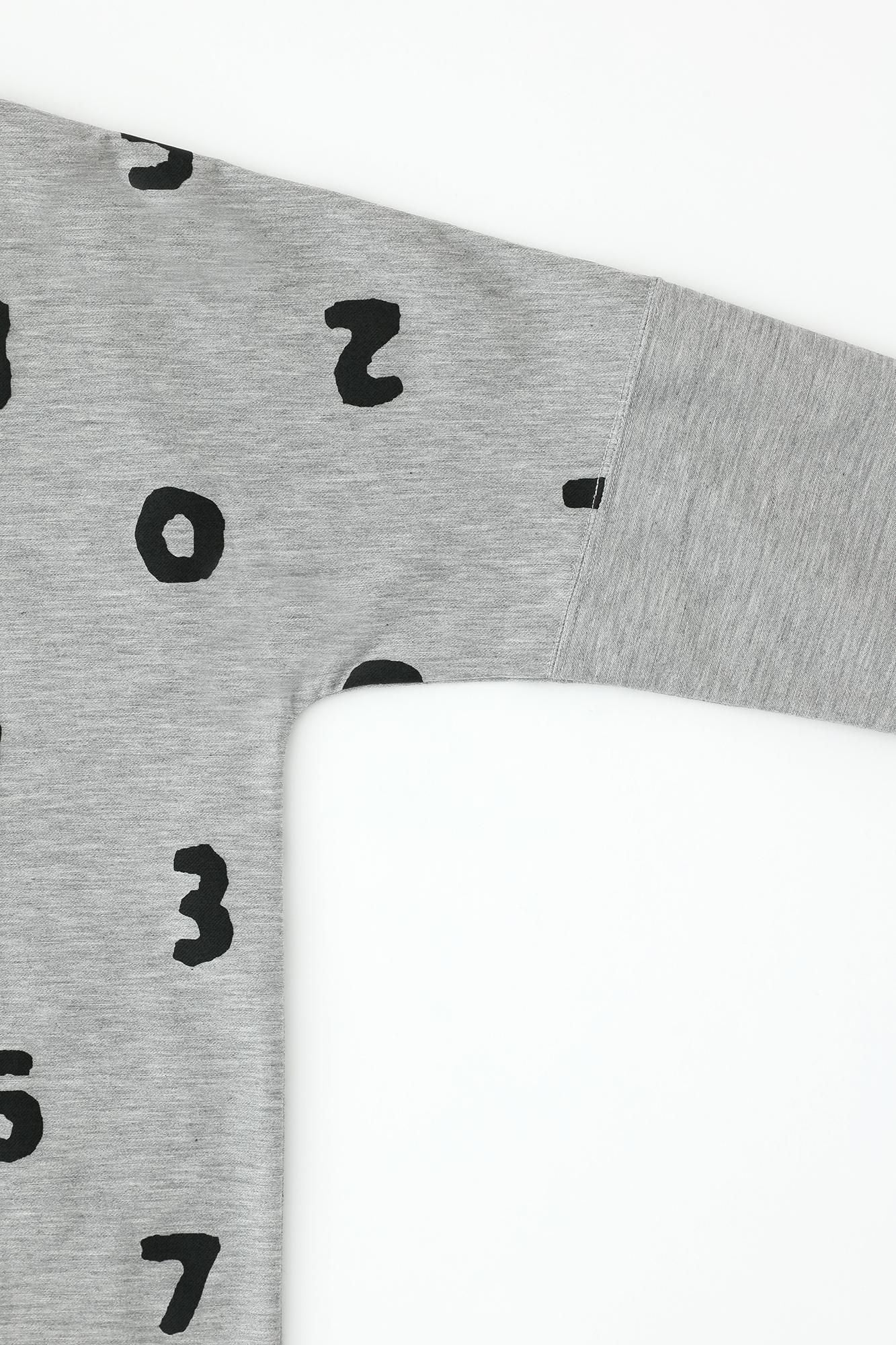 Twill-Strick-Langarm-T-Shirt/SO-SU-UOber- und Unterteil grau meliert