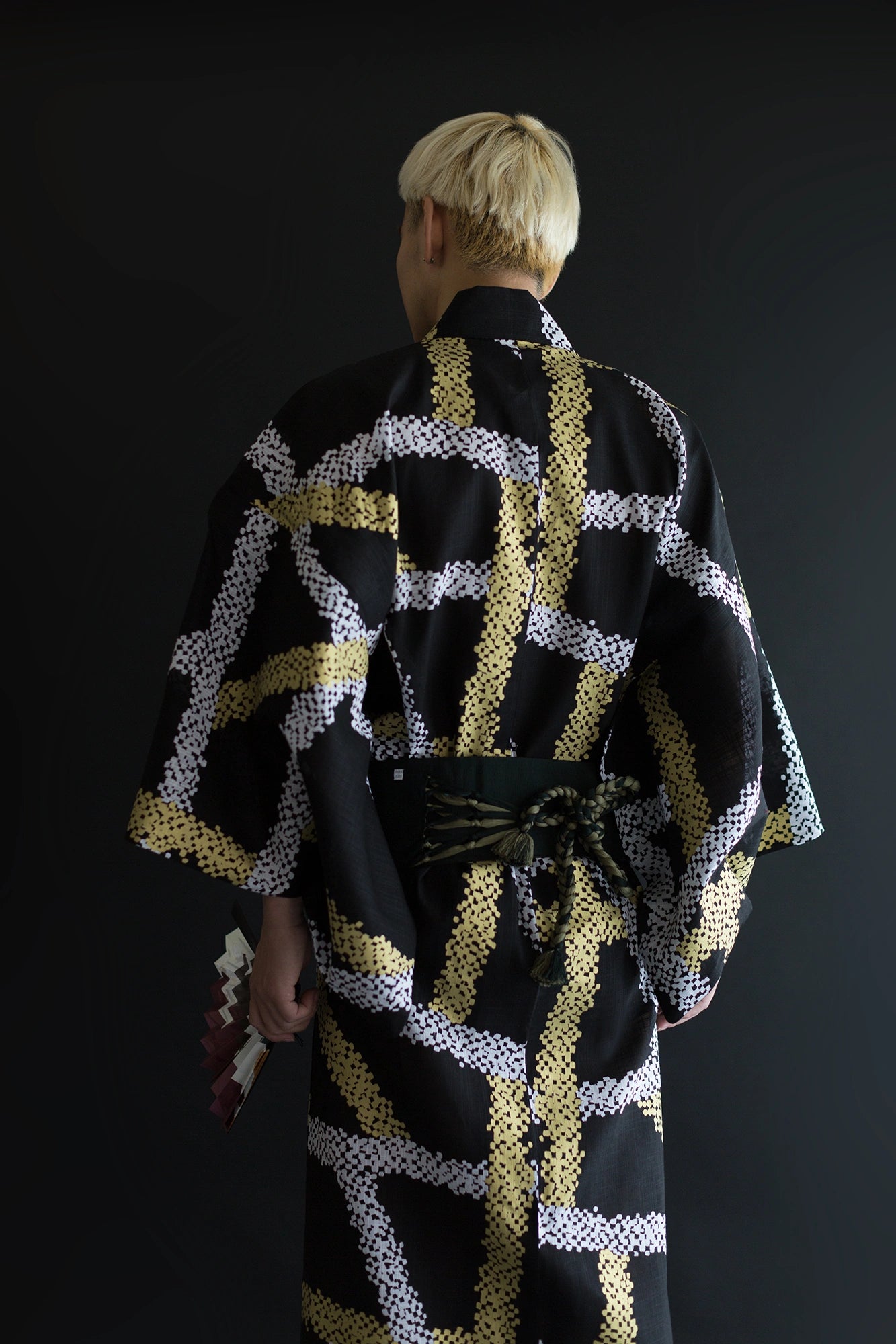和服紐帶／百入茶色×綠灰色
