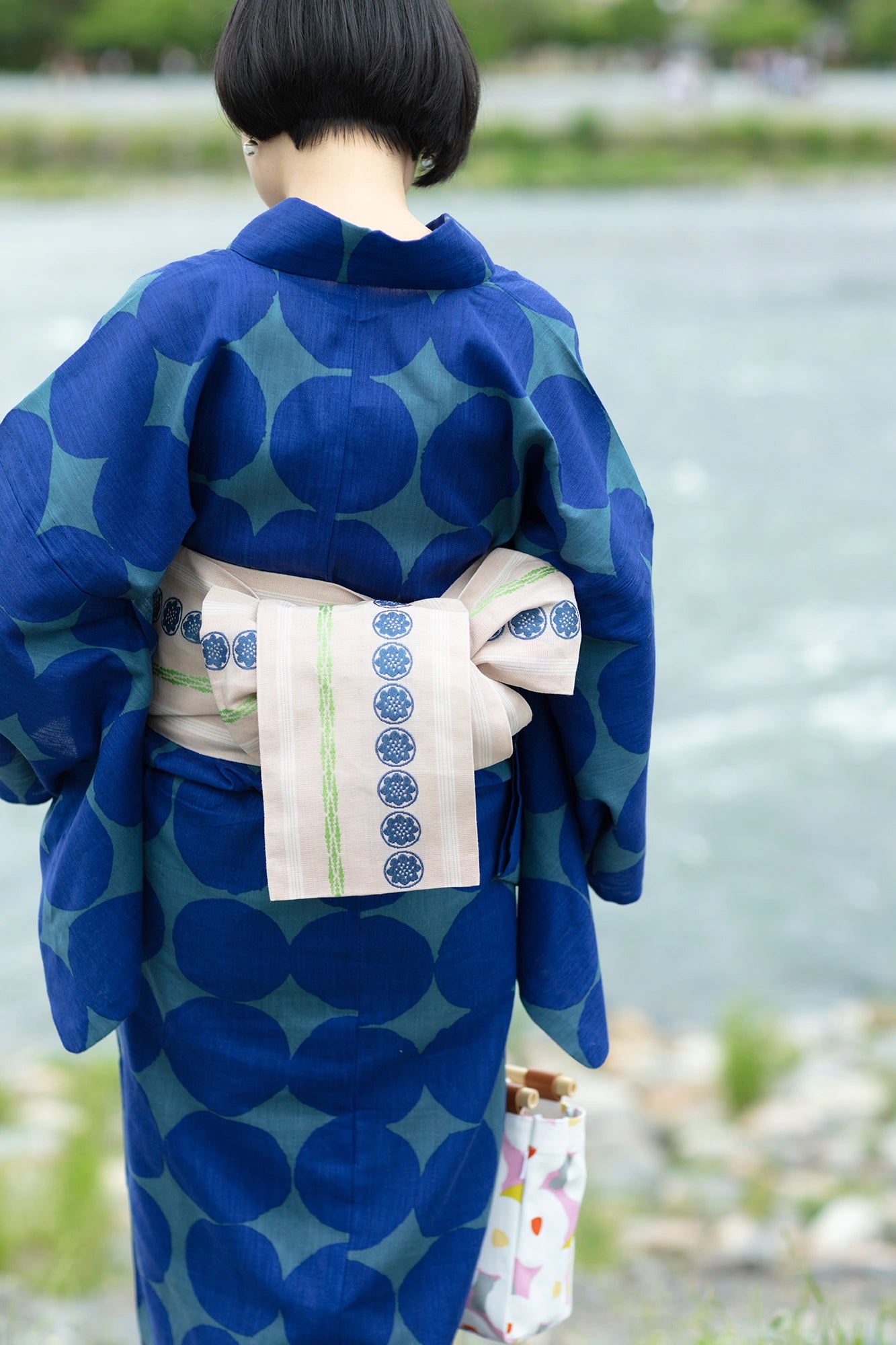 博多和服腰带苎麻带／樱灰色