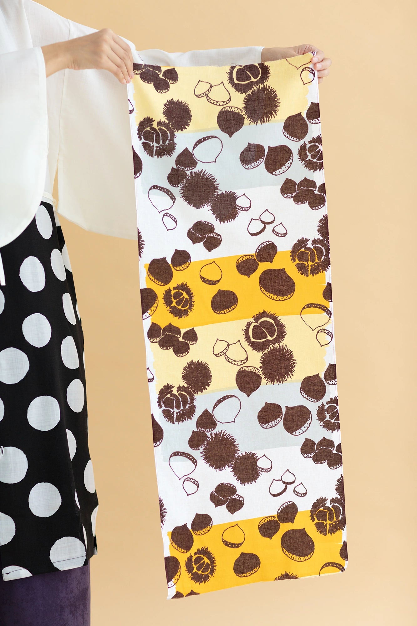 伊勢木綿 textile手ぬぐい／栗ひろい