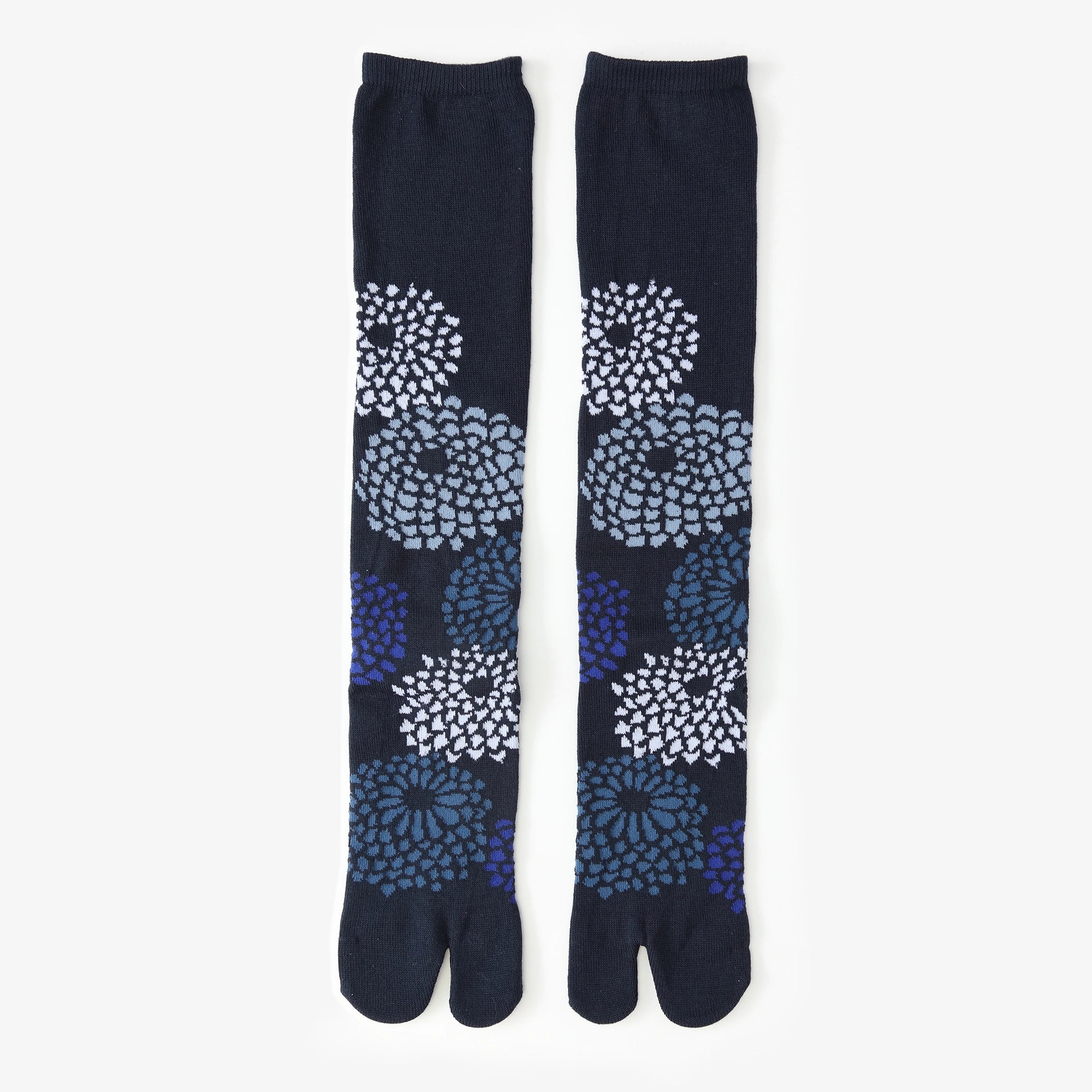 Tabi-Unterteil (unterhalb des Knies) / Marineblau mit Chrysanthemenfüllung [für Damen]