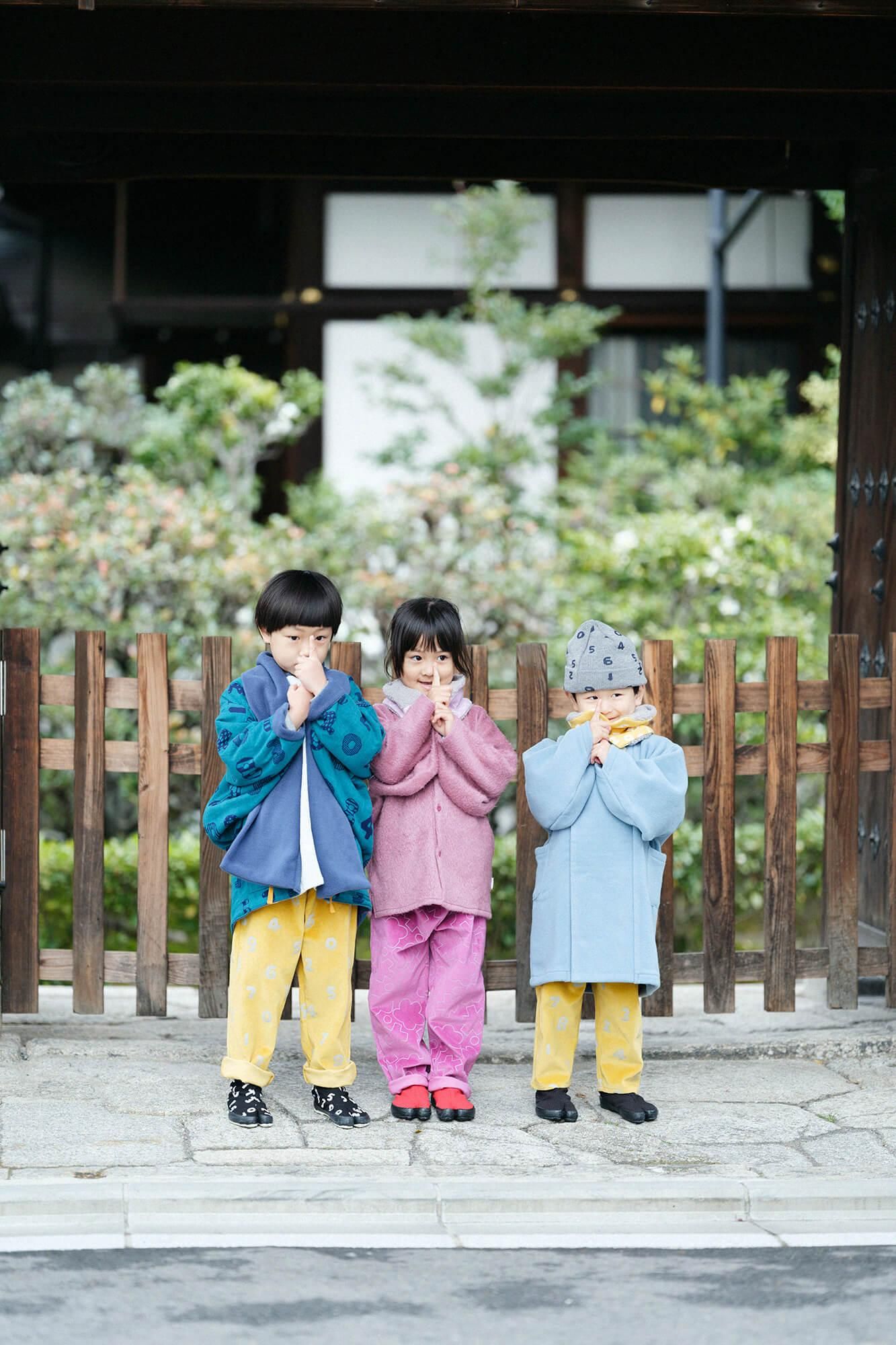 ●兒童分趾足袋鞋／刺子繡 紅色2