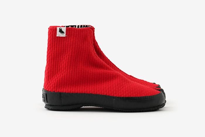 ●兒童分趾足袋鞋／刺子繡 紅色2