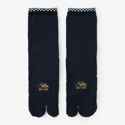 毛巾質地足袋襪（普通長度）／寶藍色